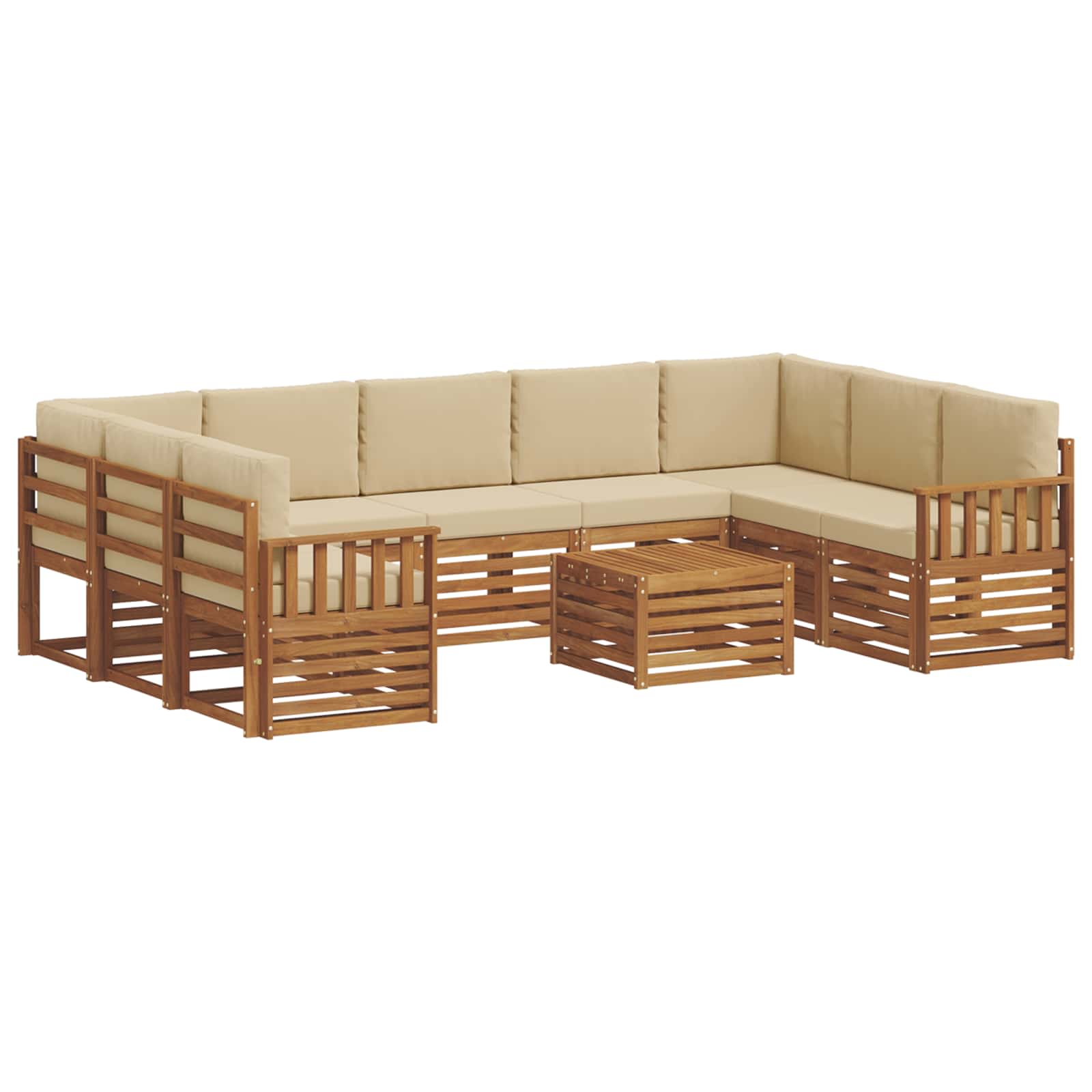 Setovi sofa 10 pcs Prirodna i bež Čvrsto drvo akacije