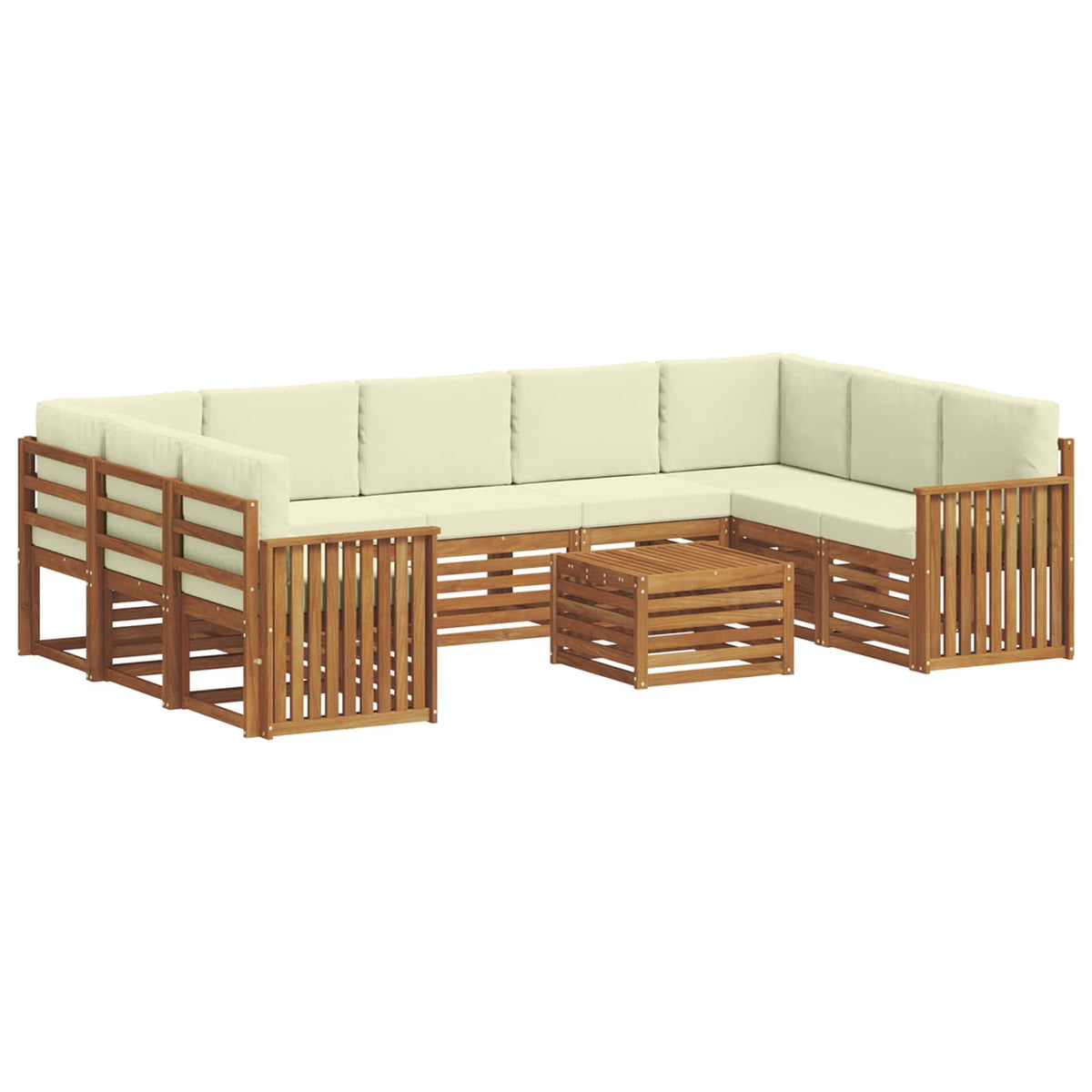 Setovi sofa 10 pcs Prirodna i krem Čvrsto drvo akacije