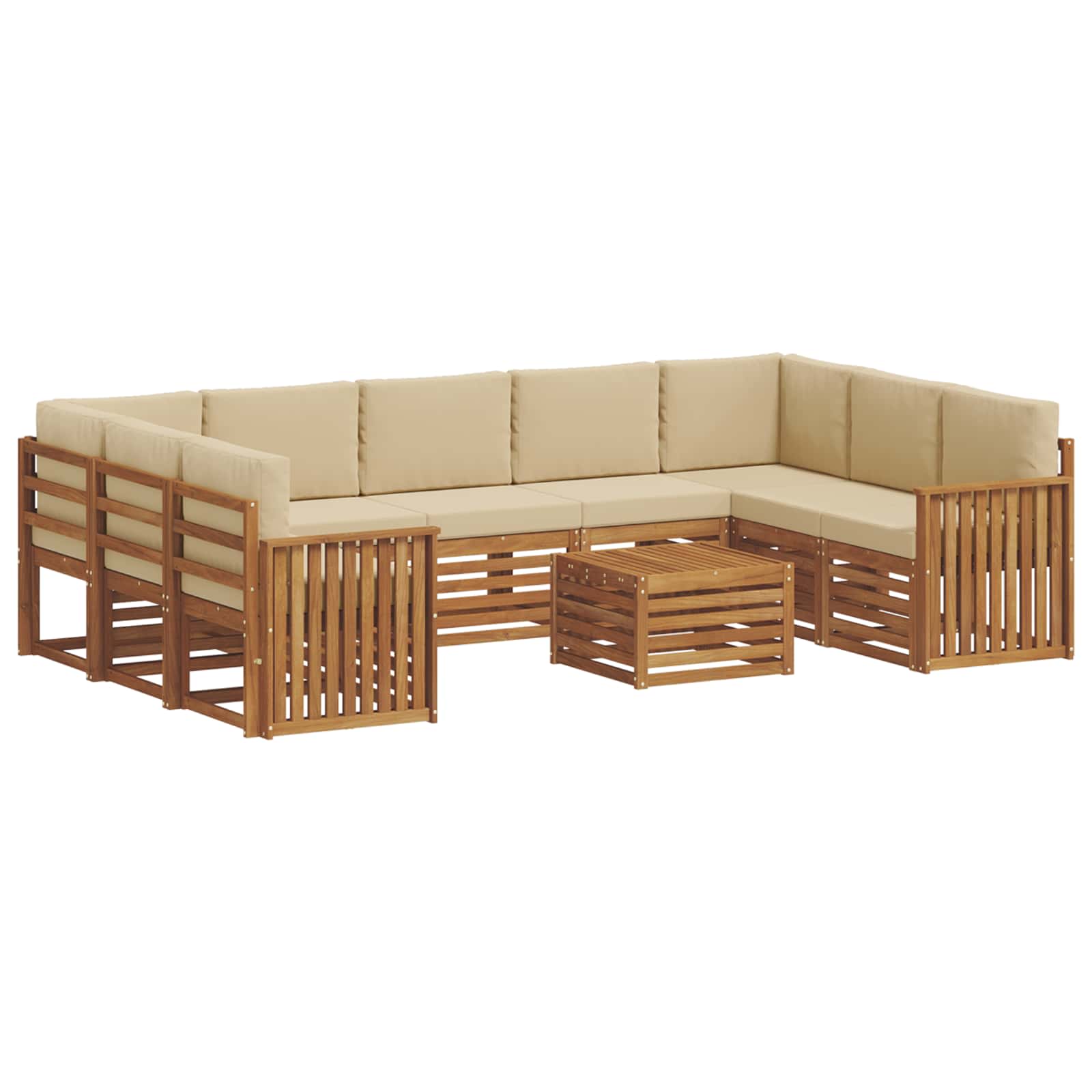 Setovi sofa 10 pcs Prirodna i bež Čvrsto drvo akacije