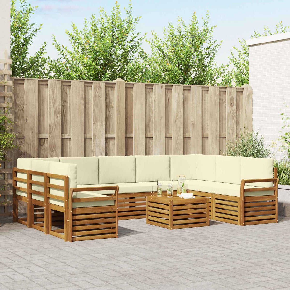 Set vanjskih sofa 10 kom. Prirodna i krem