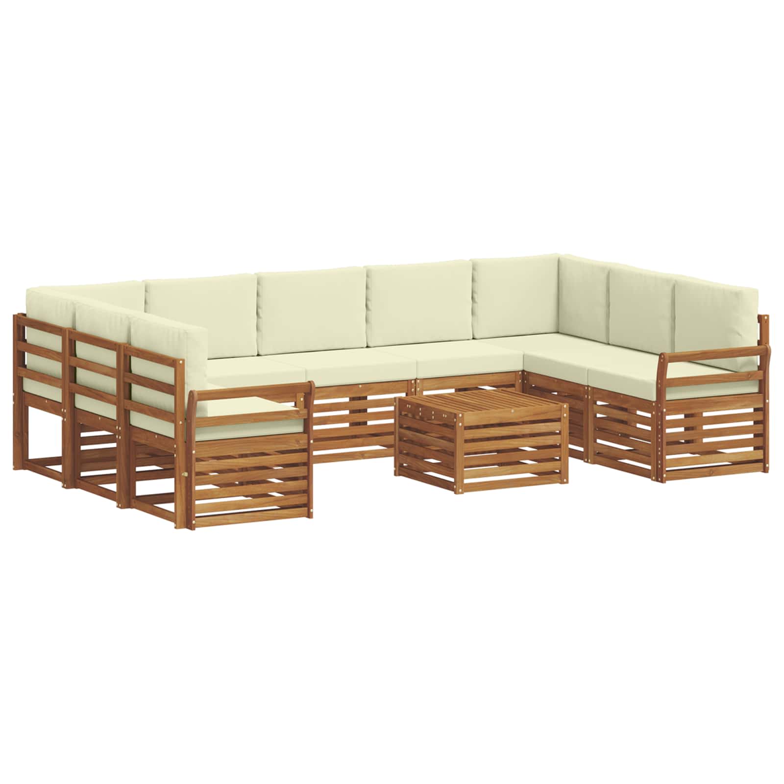 Setovi sofa 10 pcs Prirodna i krem Čvrsto drvo akacije