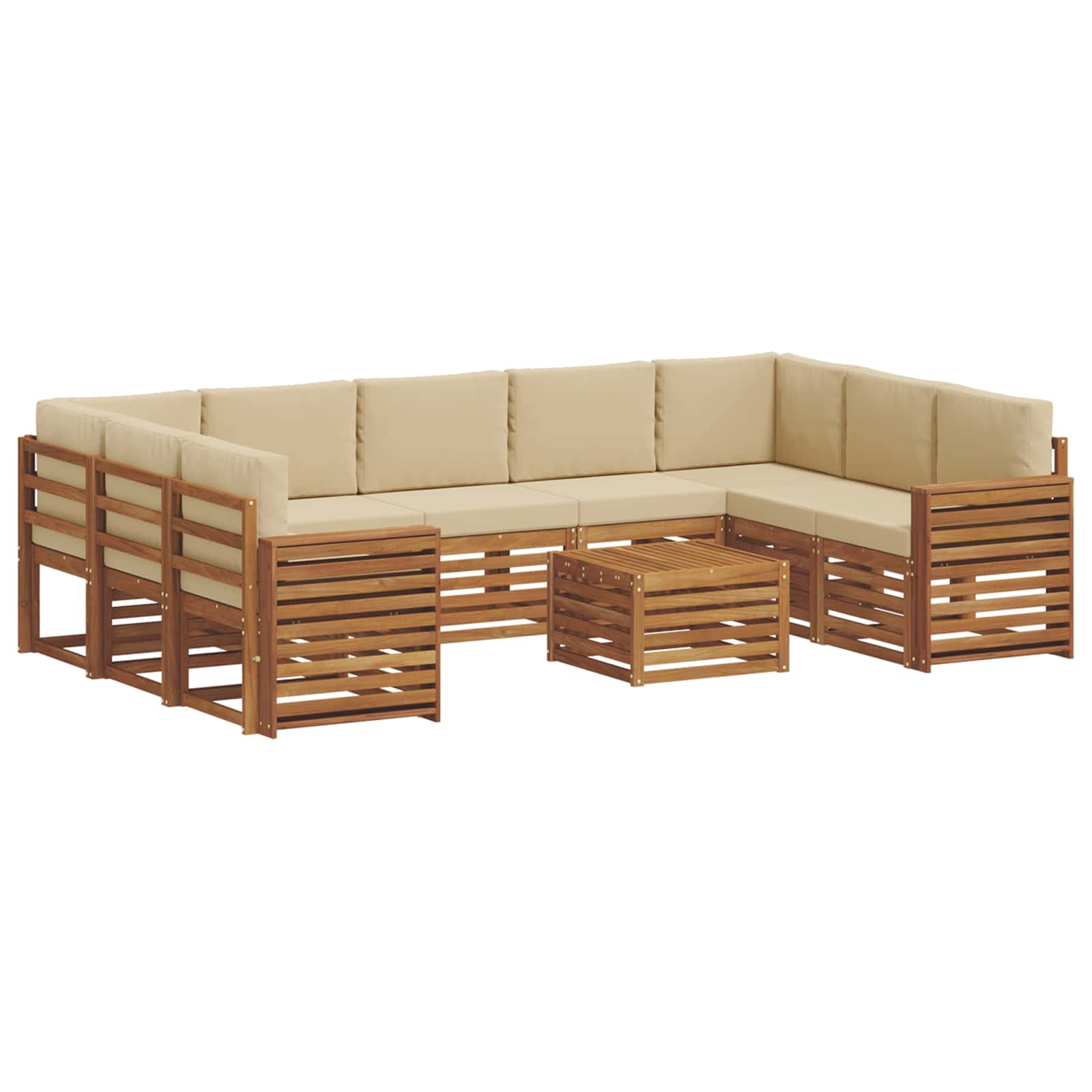 Setovi sofa 10 pcs Prirodna i bež Čvrsto drvo akacije