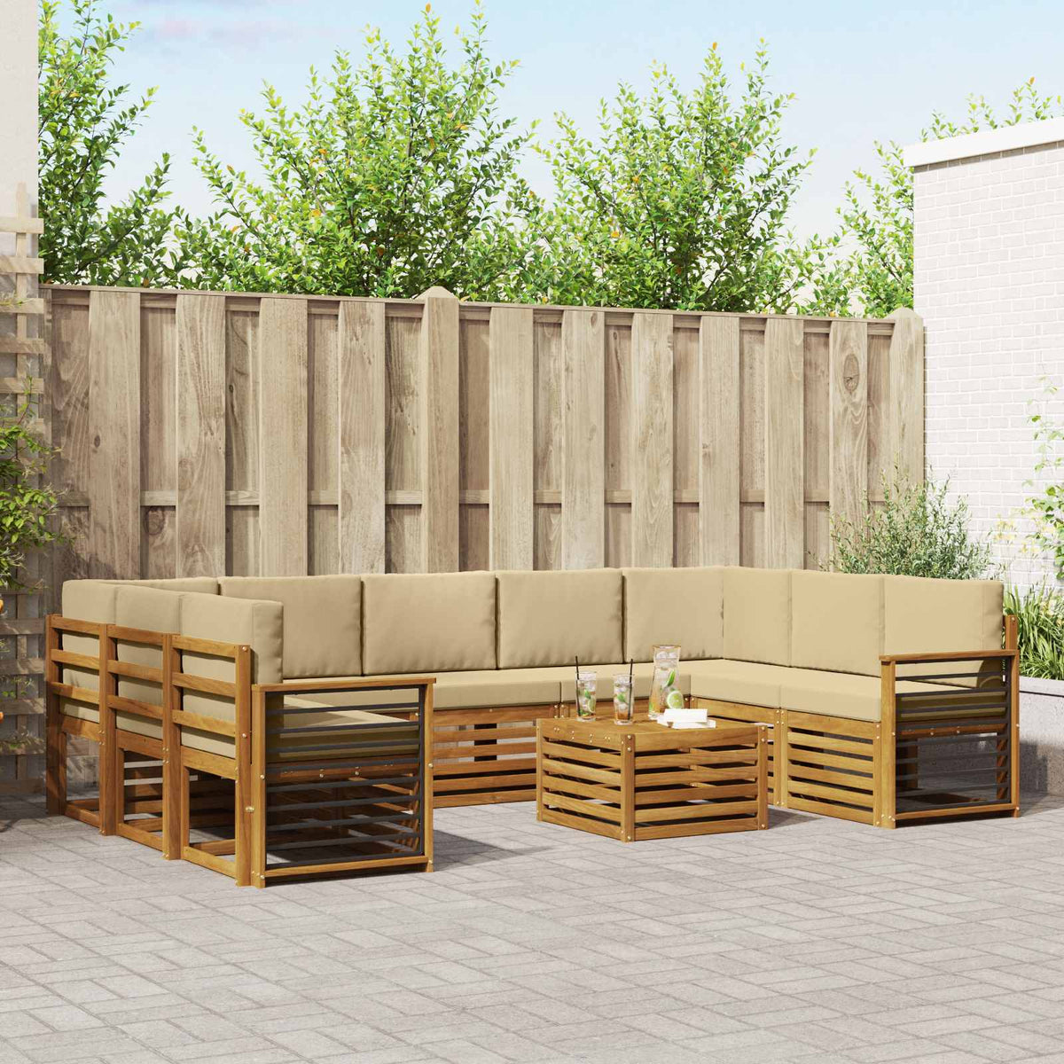 Set vanjskih sofa 10 kom. Prirodna i bež