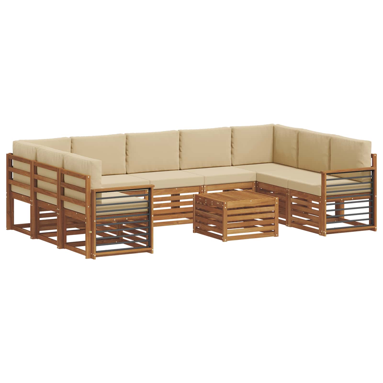 Setovi sofa 10 pcs Prirodna i bež Čvrsto drvo akacije