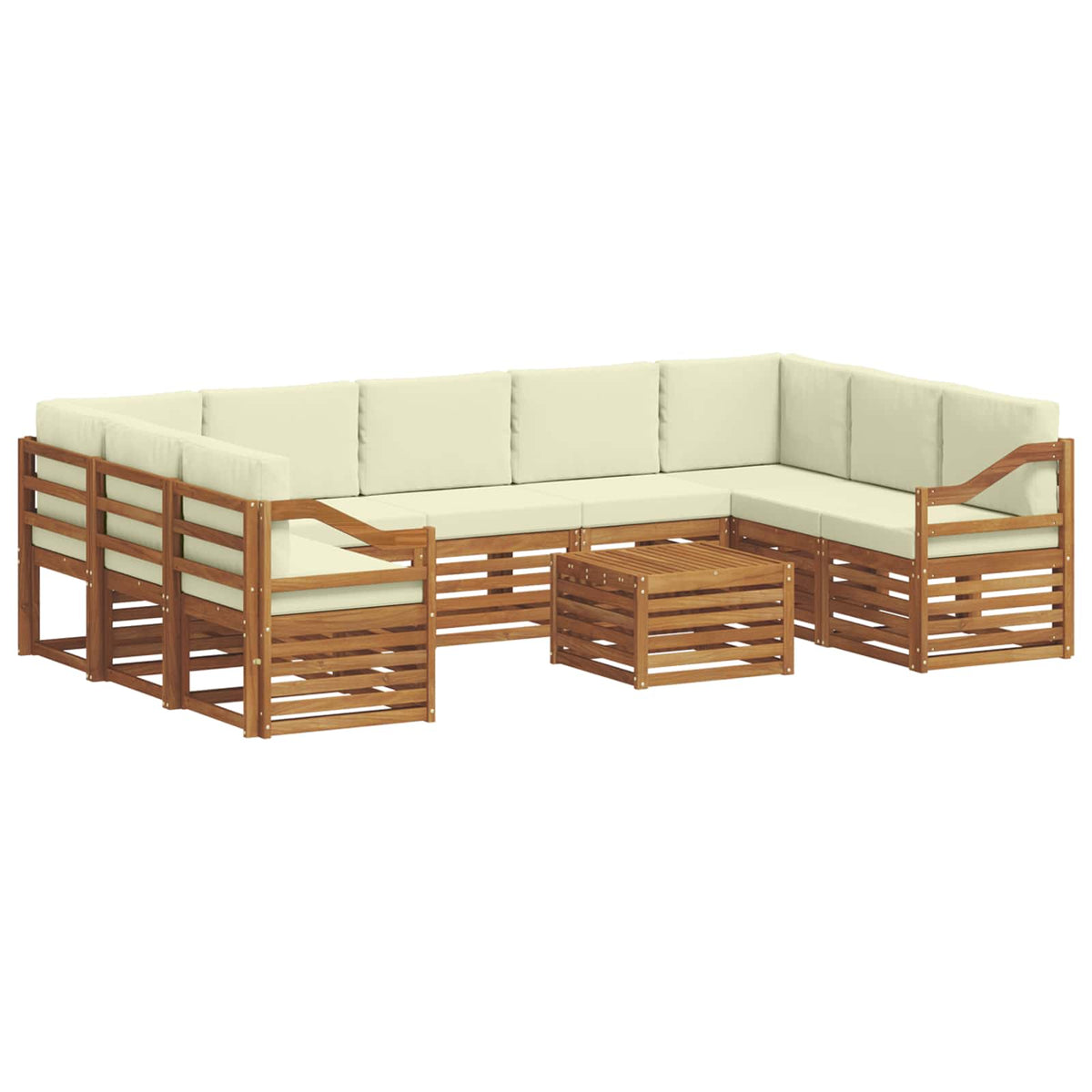 Setovi sofa 10 pcs Prirodna i krem Čvrsto drvo akacije