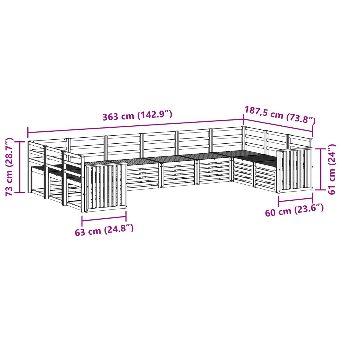 Sekcijska garnitura 10 pcs Prirodna
