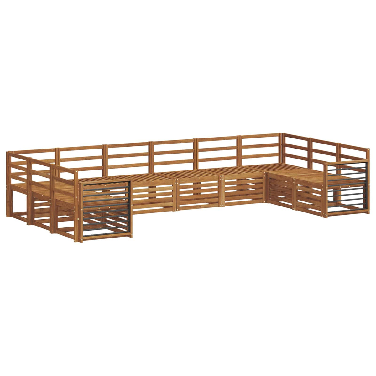 Set vanjskih sofa 10 kom. Prirodna Smeđa 363 x 187,5 x 73 cm