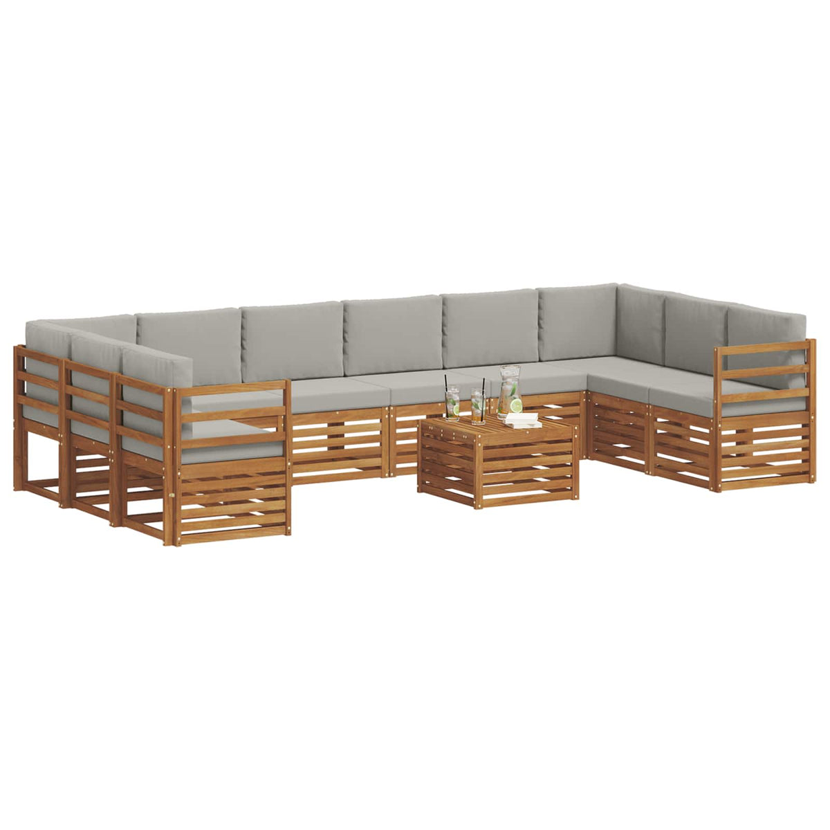 Set vanjskih sofa 11 kom. Prirodna i svijetlo siva