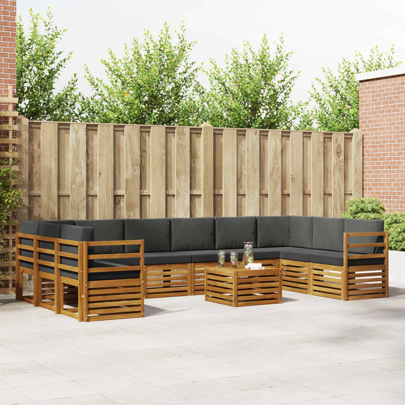 Set vanjskih sofa s jastukom 11 pcs Prirodna i antracit