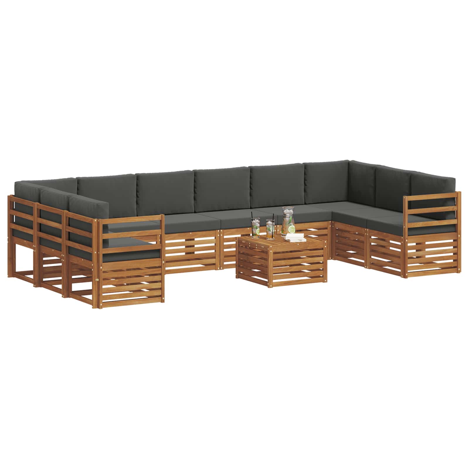 Set vanjskih sofa s jastukom 11 pcs Prirodna i antracit