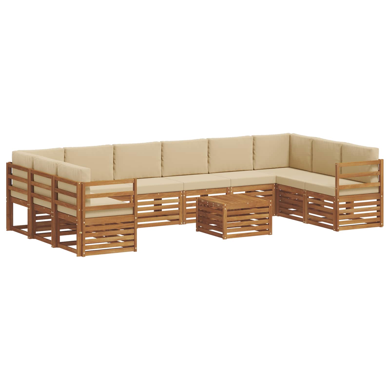 Set vanjskih sofa 11 pcs Prirodna i bež Čvrsto drvo akacije