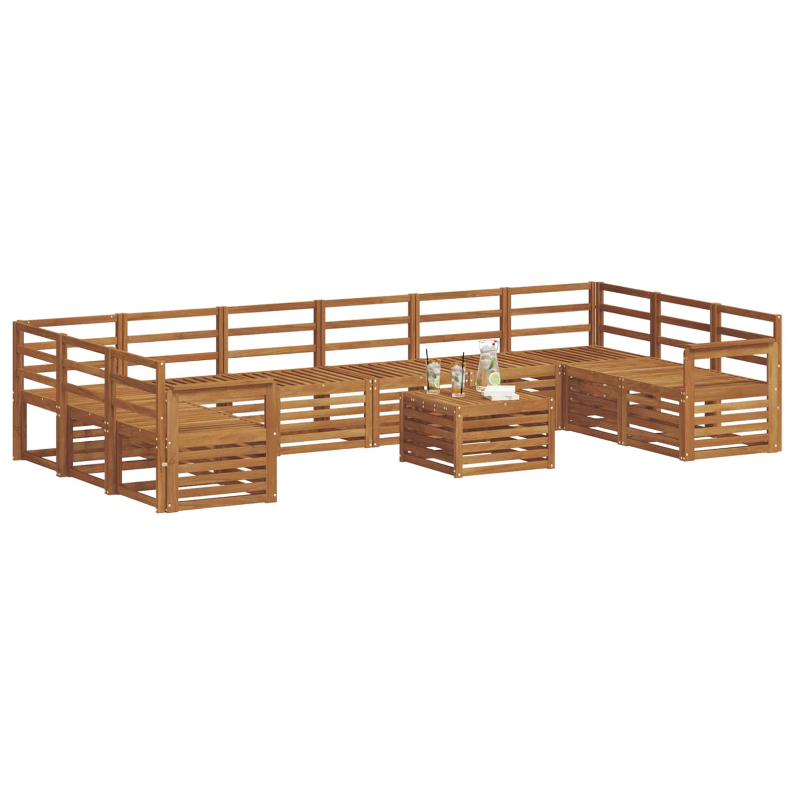 Set vanjskih sofa 11 pcs Prirodna Čvrsto drvo akacije