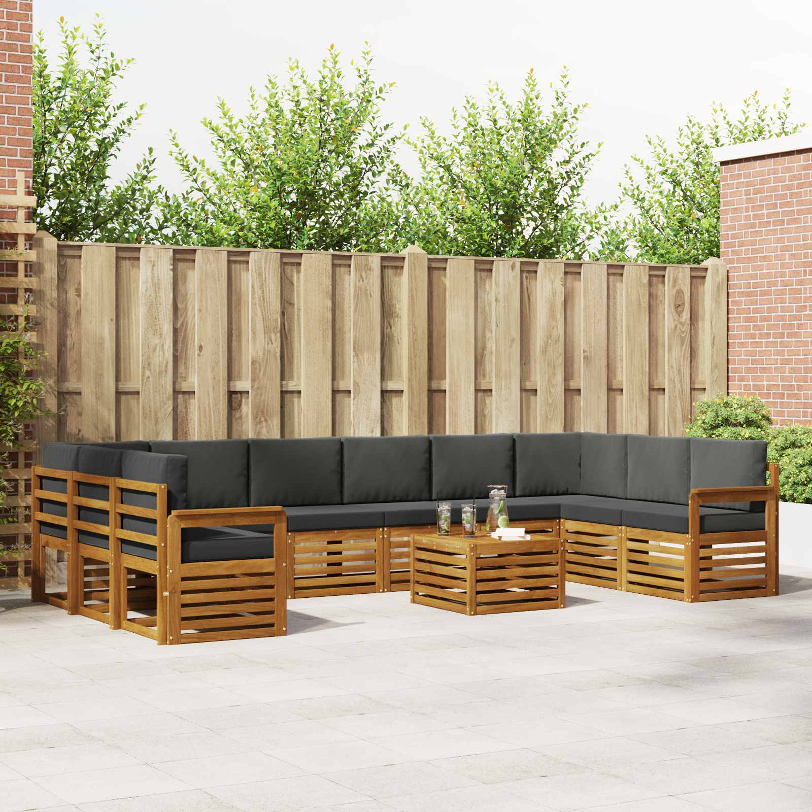 Set vanjskih sofa s jastukom 11 pcs Prirodna i antracit