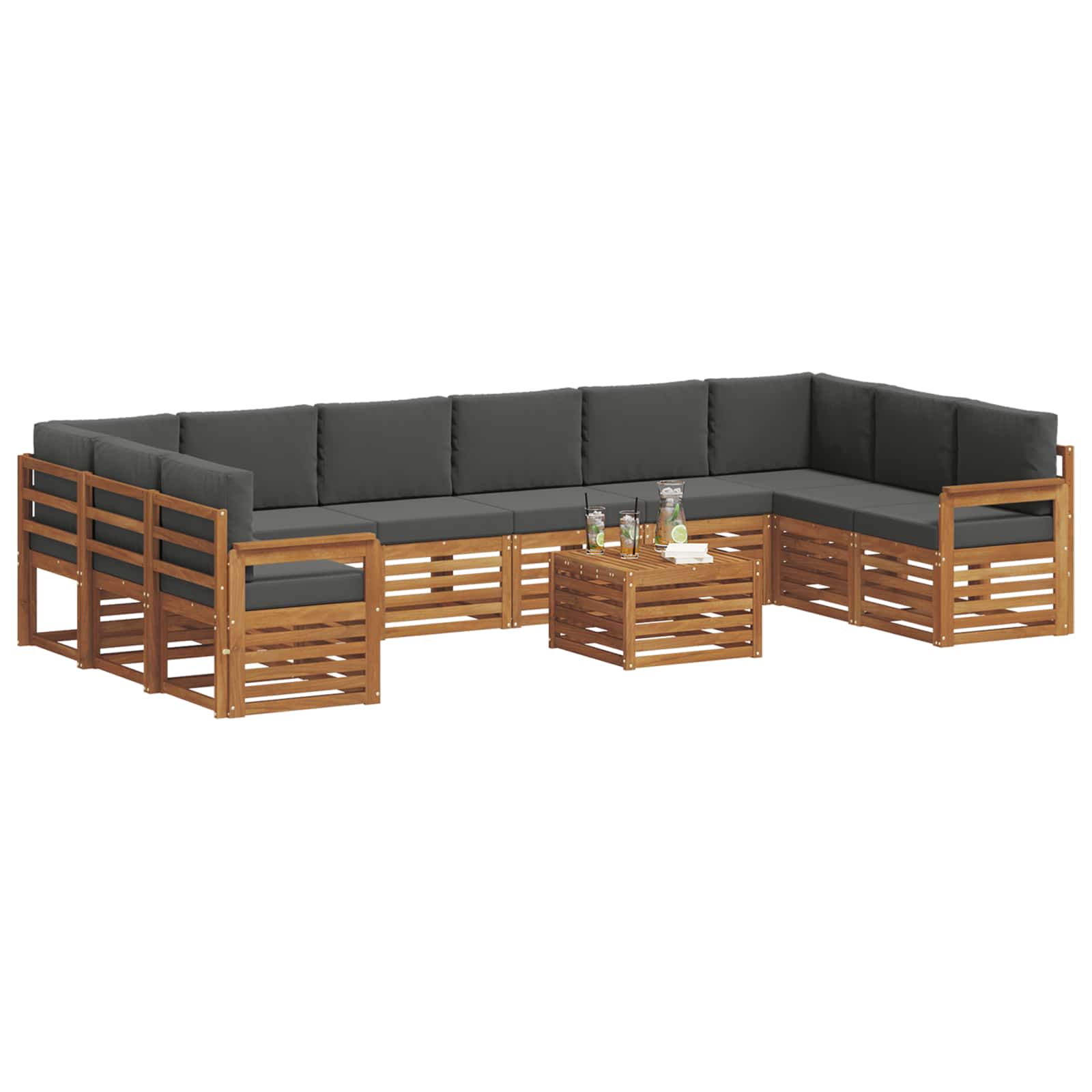Set vanjskih sofa s jastukom 11 pcs Prirodna i antracit
