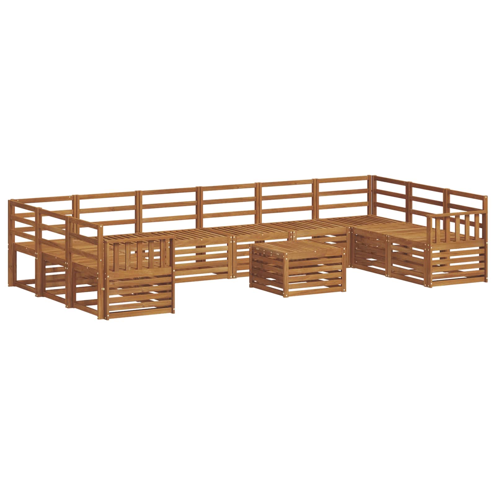 Set vanjskih sofa 11 pcs Prirodna Čvrsto drvo akacije