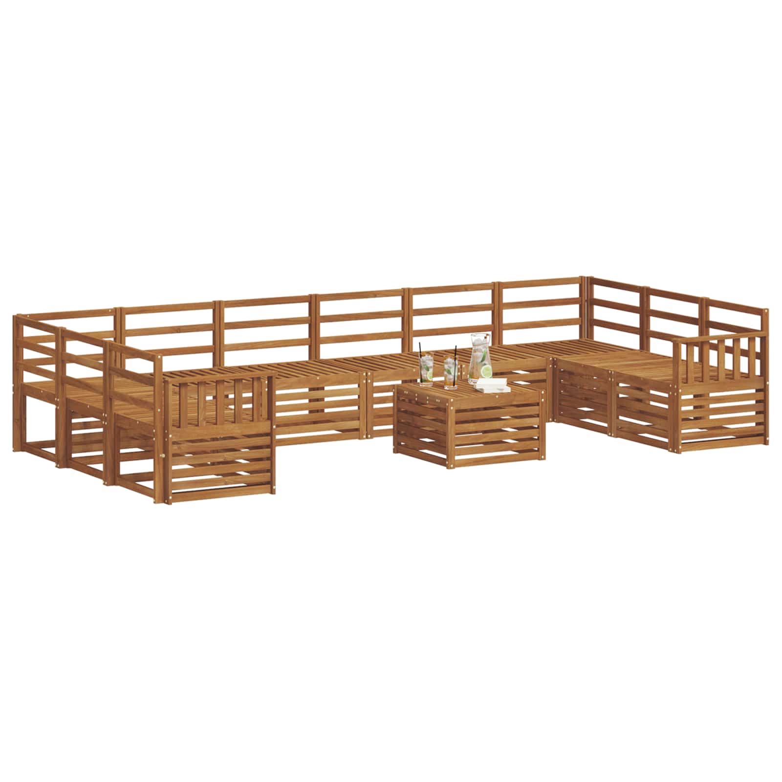 Set vanjskih sofa 11 pcs Prirodna Čvrsto drvo akacije