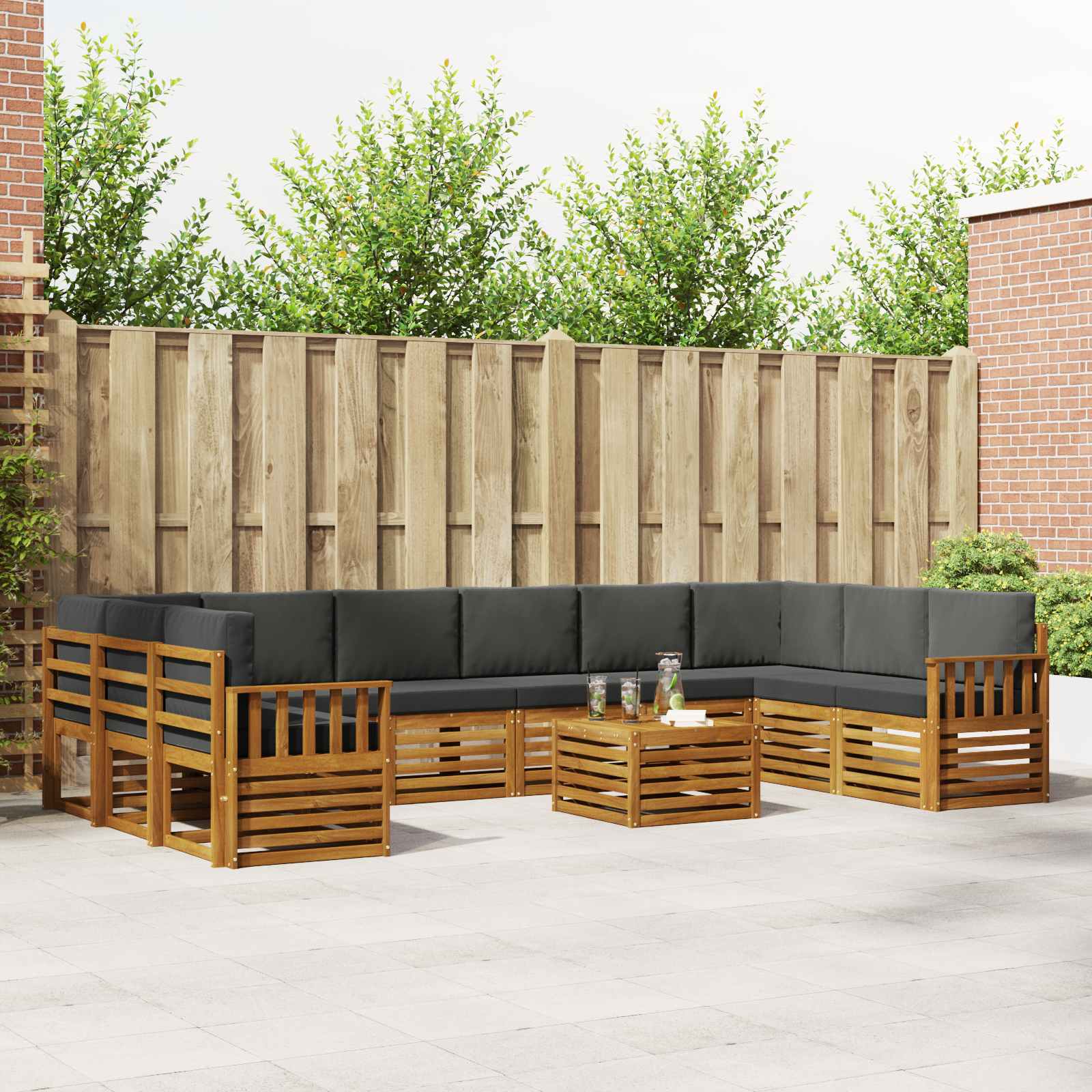 Set vanjskih sofa s jastukom 11 pcs Prirodna i antracit