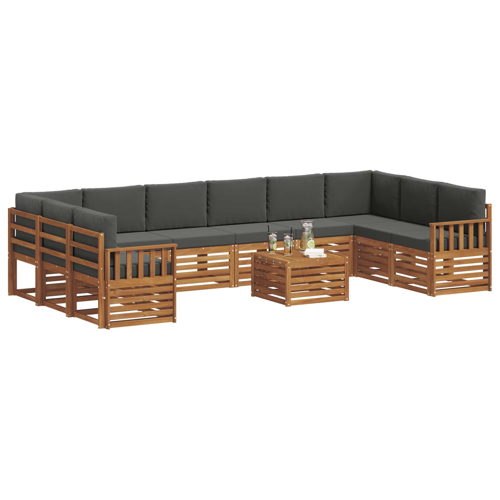 Set vanjskih sofa s jastukom 11 pcs Prirodna i antracit