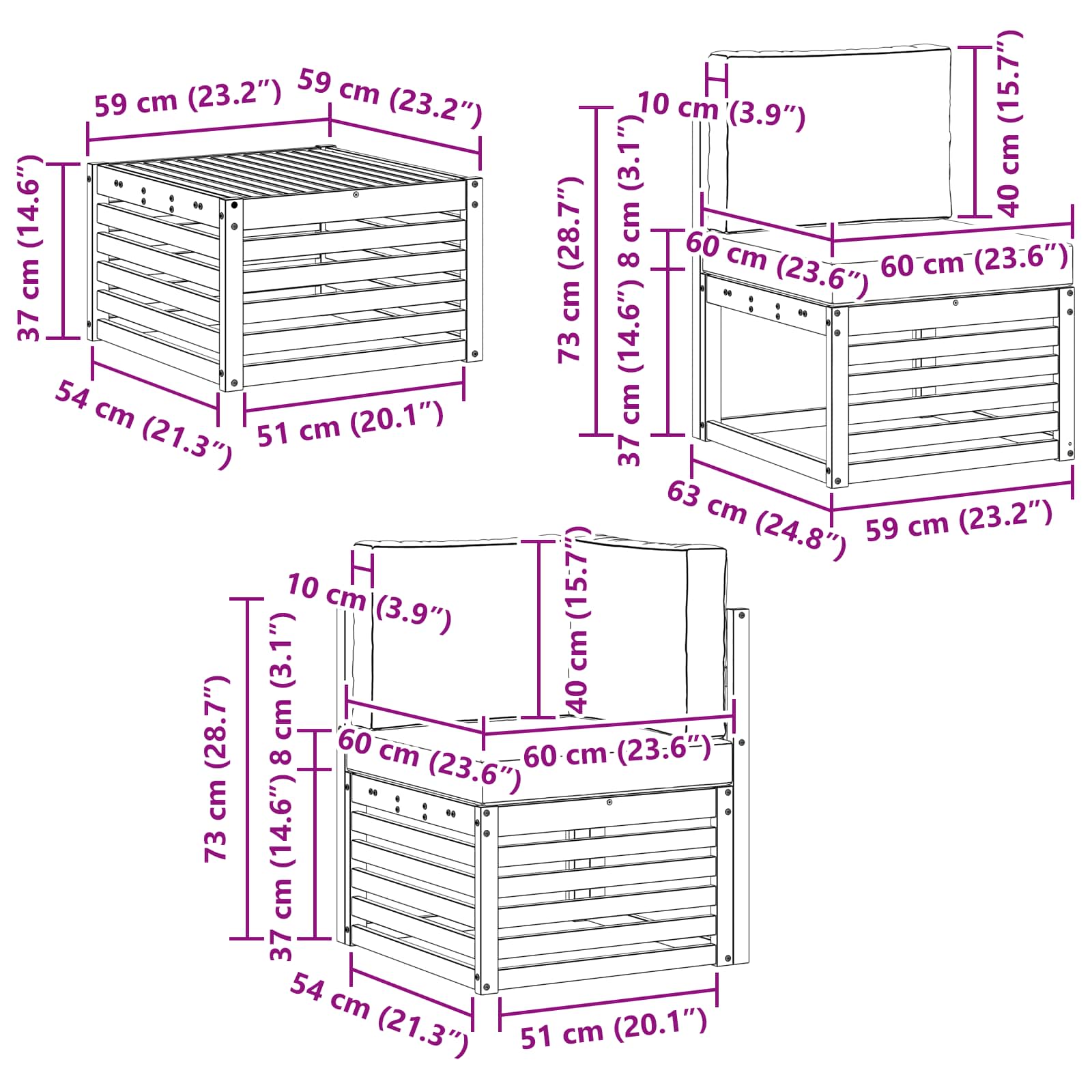Set vanjskih sofa s jastukom 11 pcs Prirodna i antracit