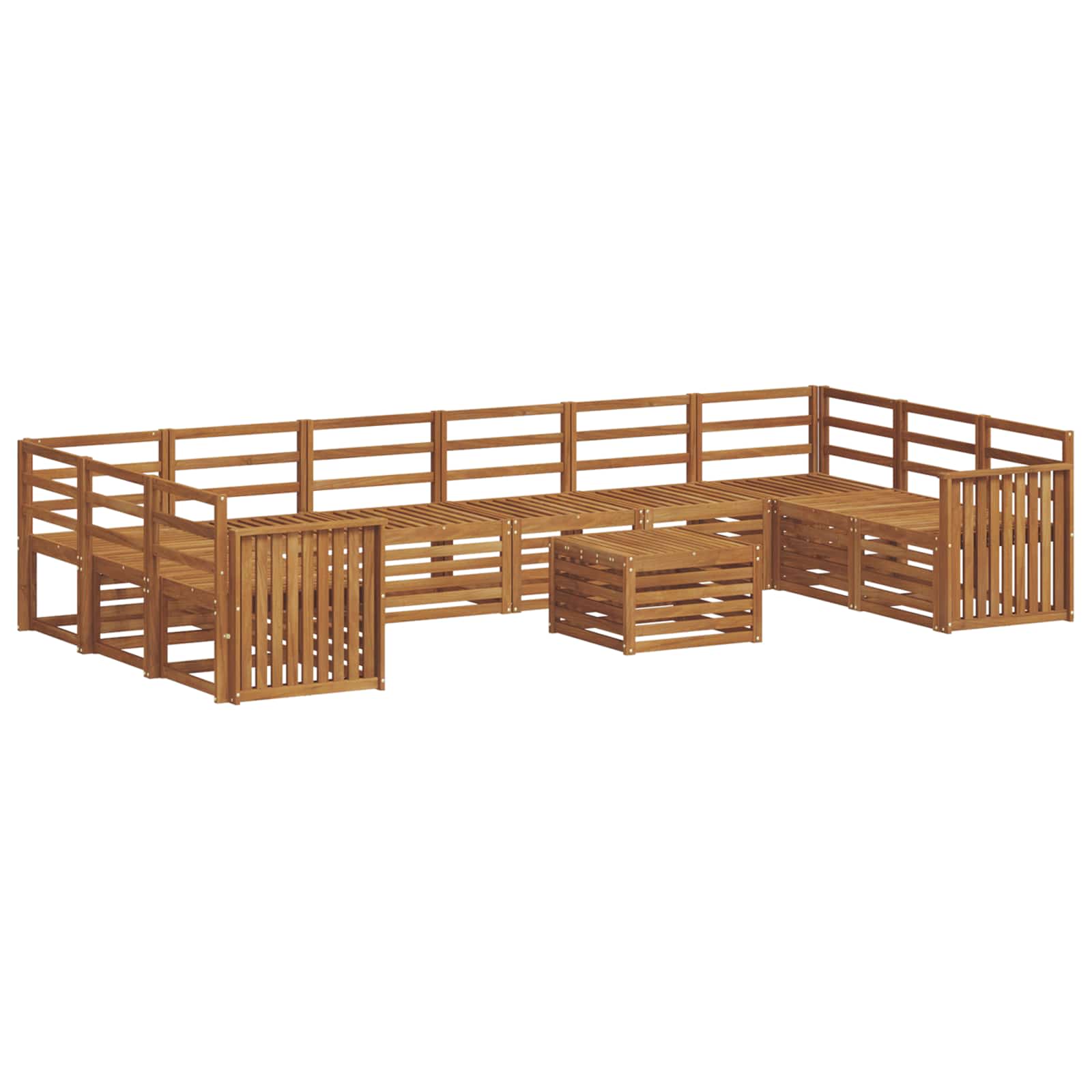 Set vanjskih sofa 11 pcs Prirodna Čvrsto drvo akacije