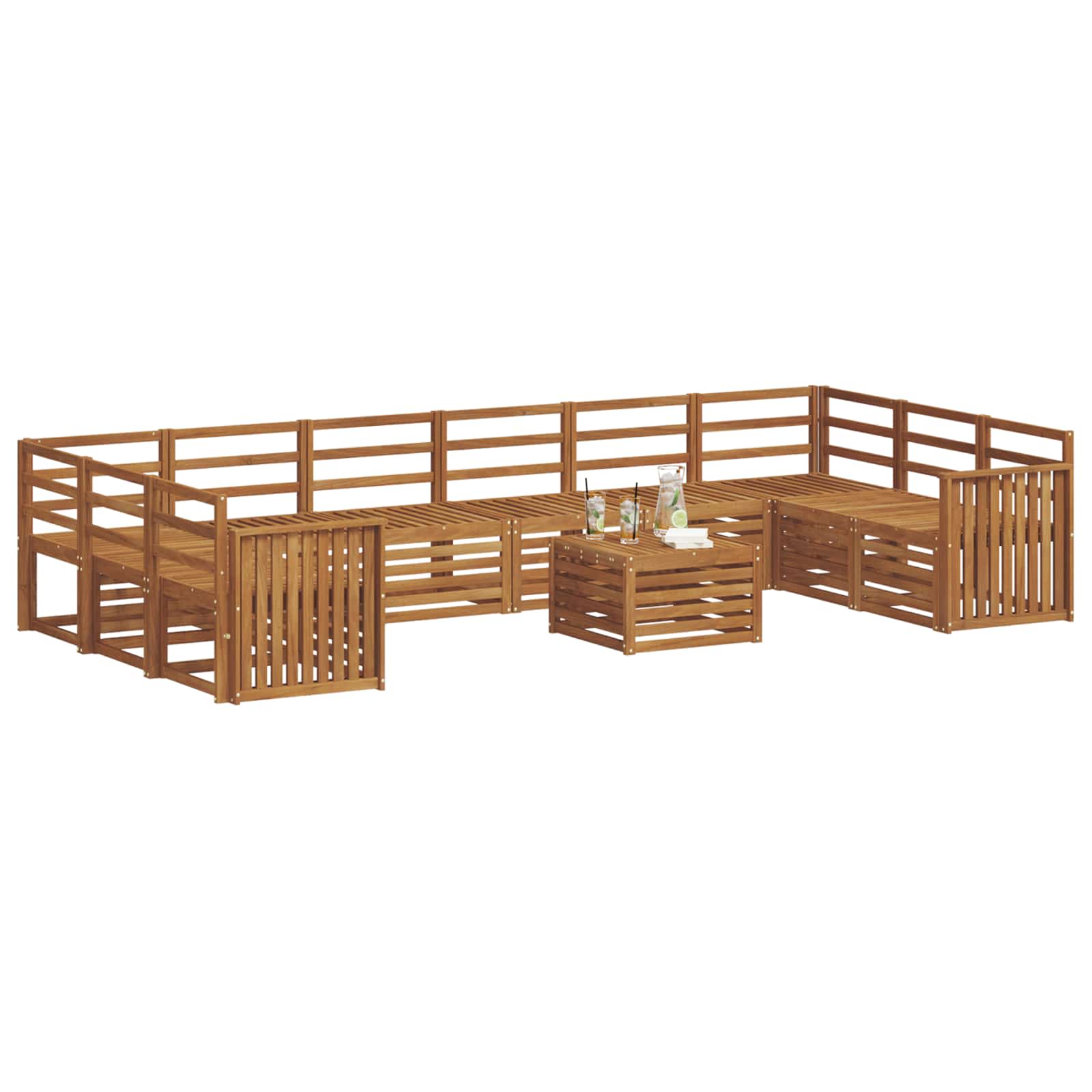 Set vanjskih sofa 11 pcs Prirodna Čvrsto drvo akacije
