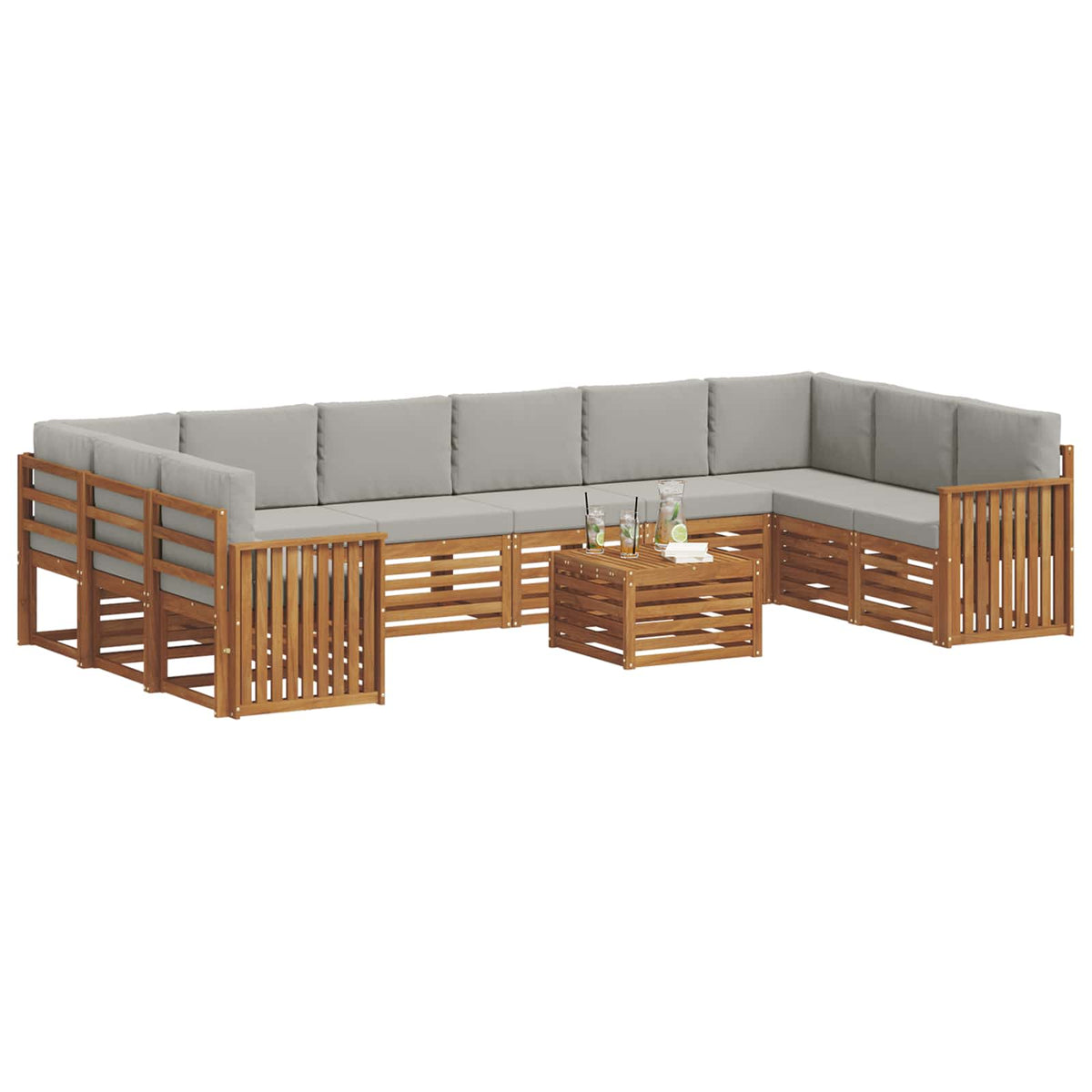 Set vanjskih sofa 11 kom. Prirodna i svijetlo siva