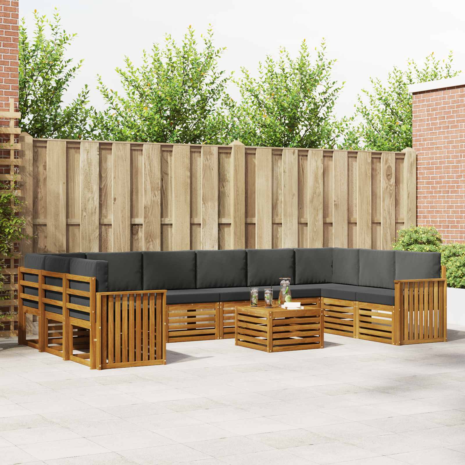 Set vanjskih sofa s jastukom 11 pcs Prirodna i antracit