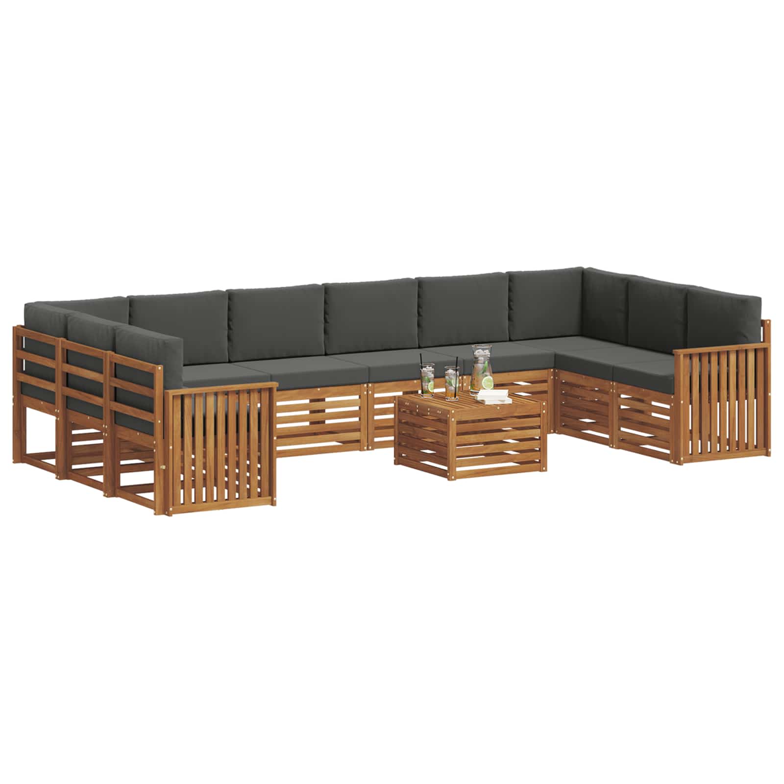 Set vanjskih sofa s jastukom 11 pcs Prirodna i antracit