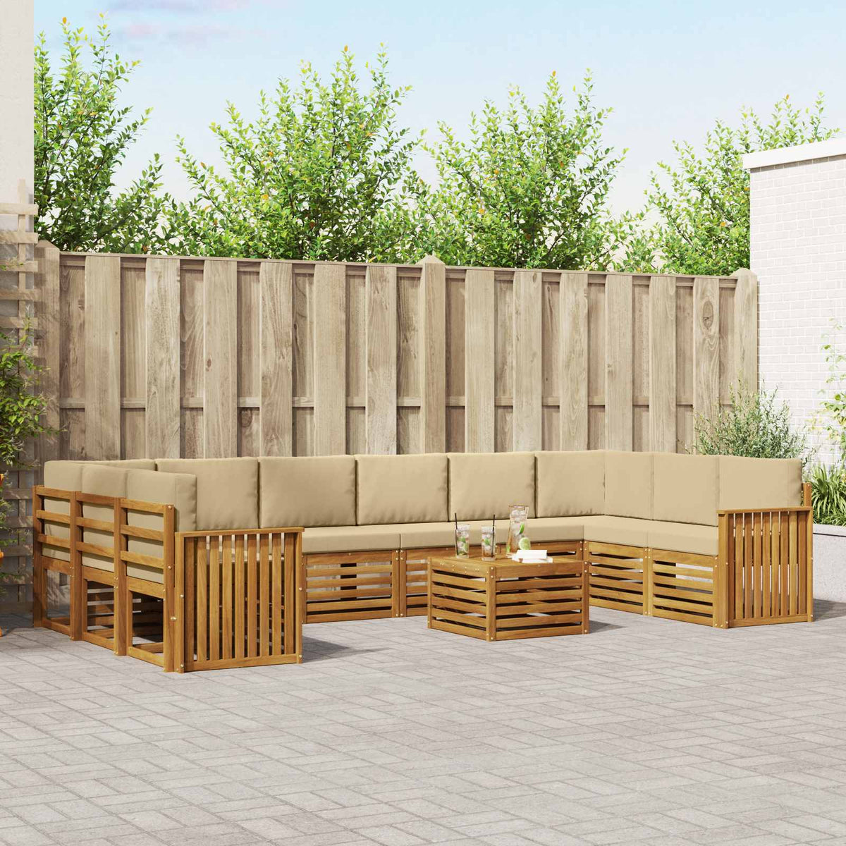 Set vanjskih sofa 11 kom. Prirodna i bež