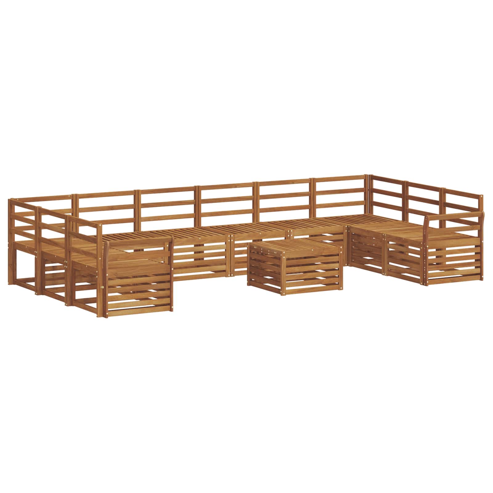 Set vanjskih sofa 11 pcs Prirodna Čvrsto drvo akacije