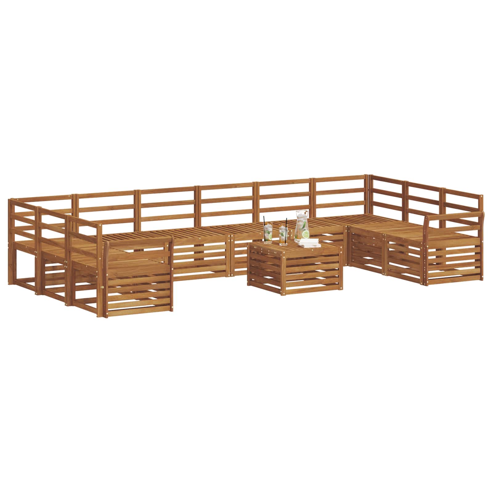 Set vanjskih sofa 11 pcs Prirodna Čvrsto drvo akacije