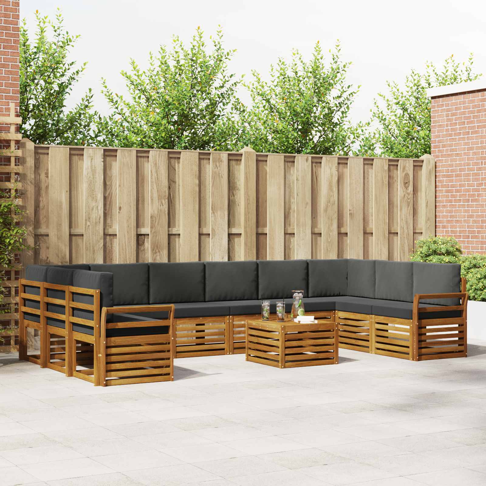 Set vanjskih sofa s jastukom 11 pcs Prirodna i antracit