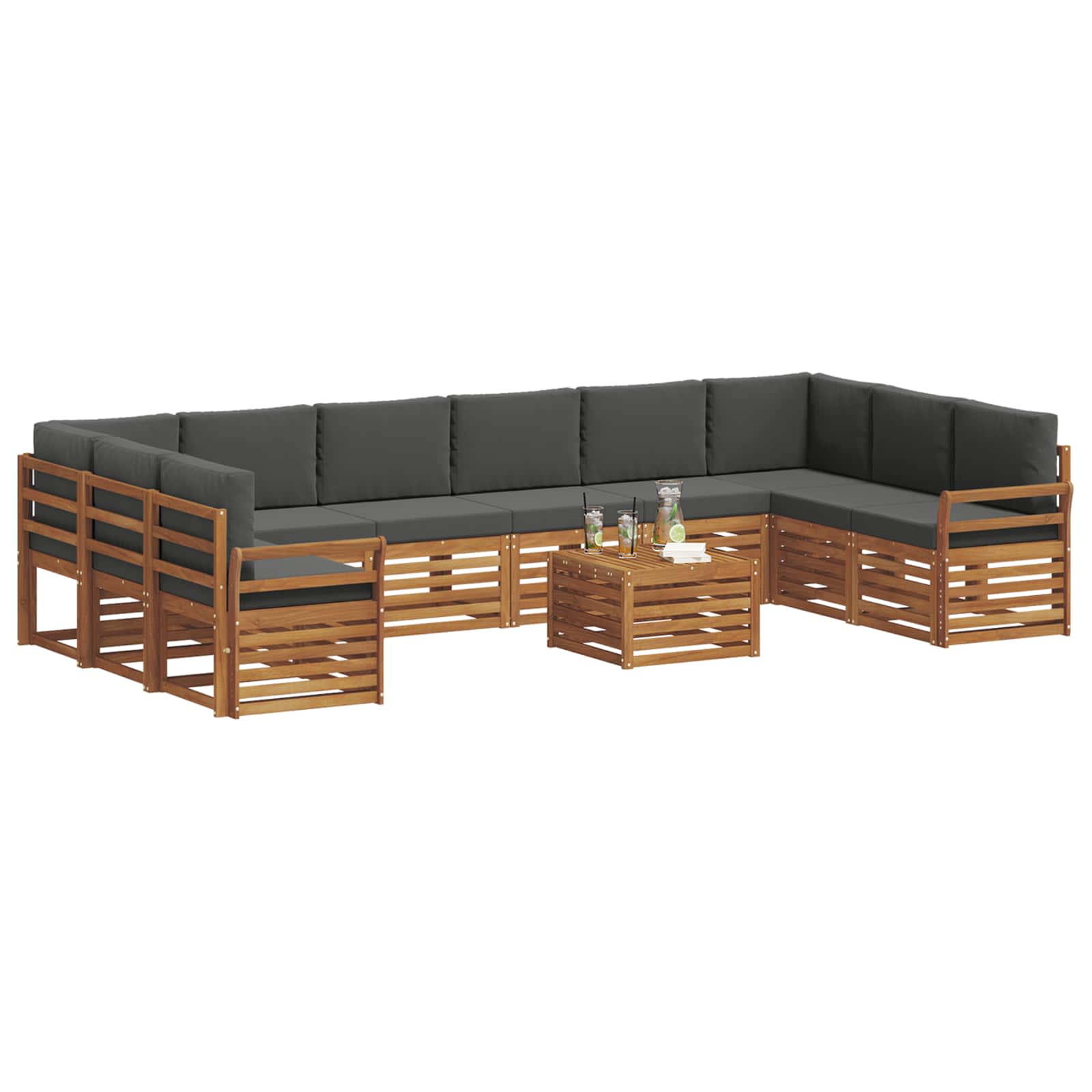 Set vanjskih sofa s jastukom 11 pcs Prirodna i antracit