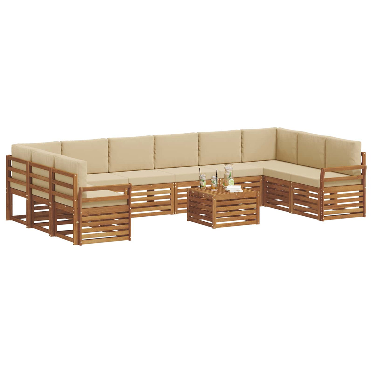 Set vanjskih sofa 11 kom. Prirodna i bež