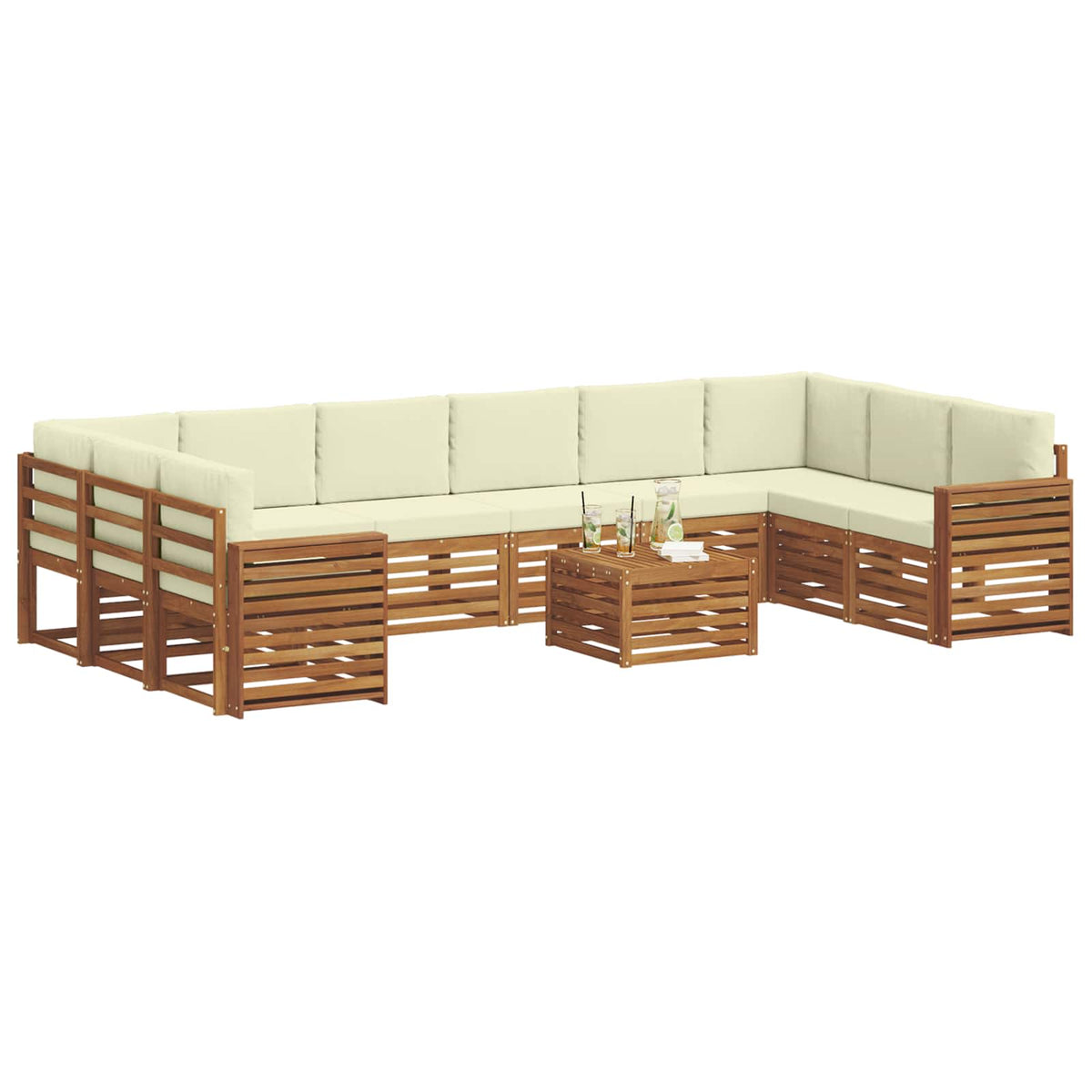 Set vanjskih sofa 11 kom. Prirodna i krem