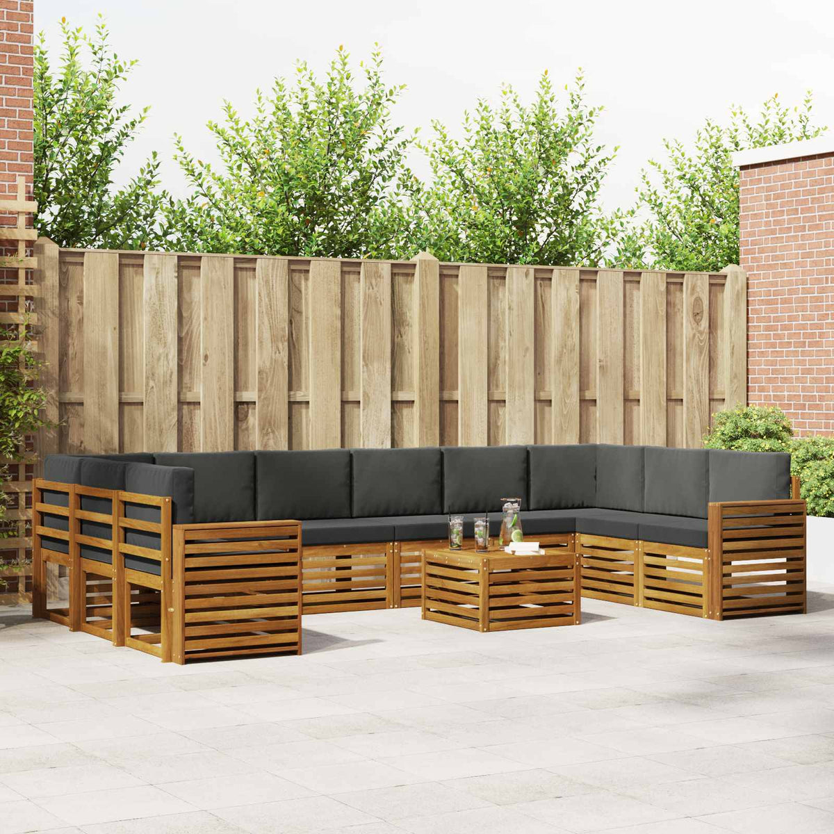 Set vanjskih sofa 11 kom. Prirodna i antracit