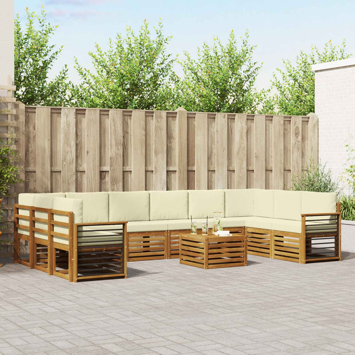 Set vanjskih sofa 11 kom. Prirodna i krem