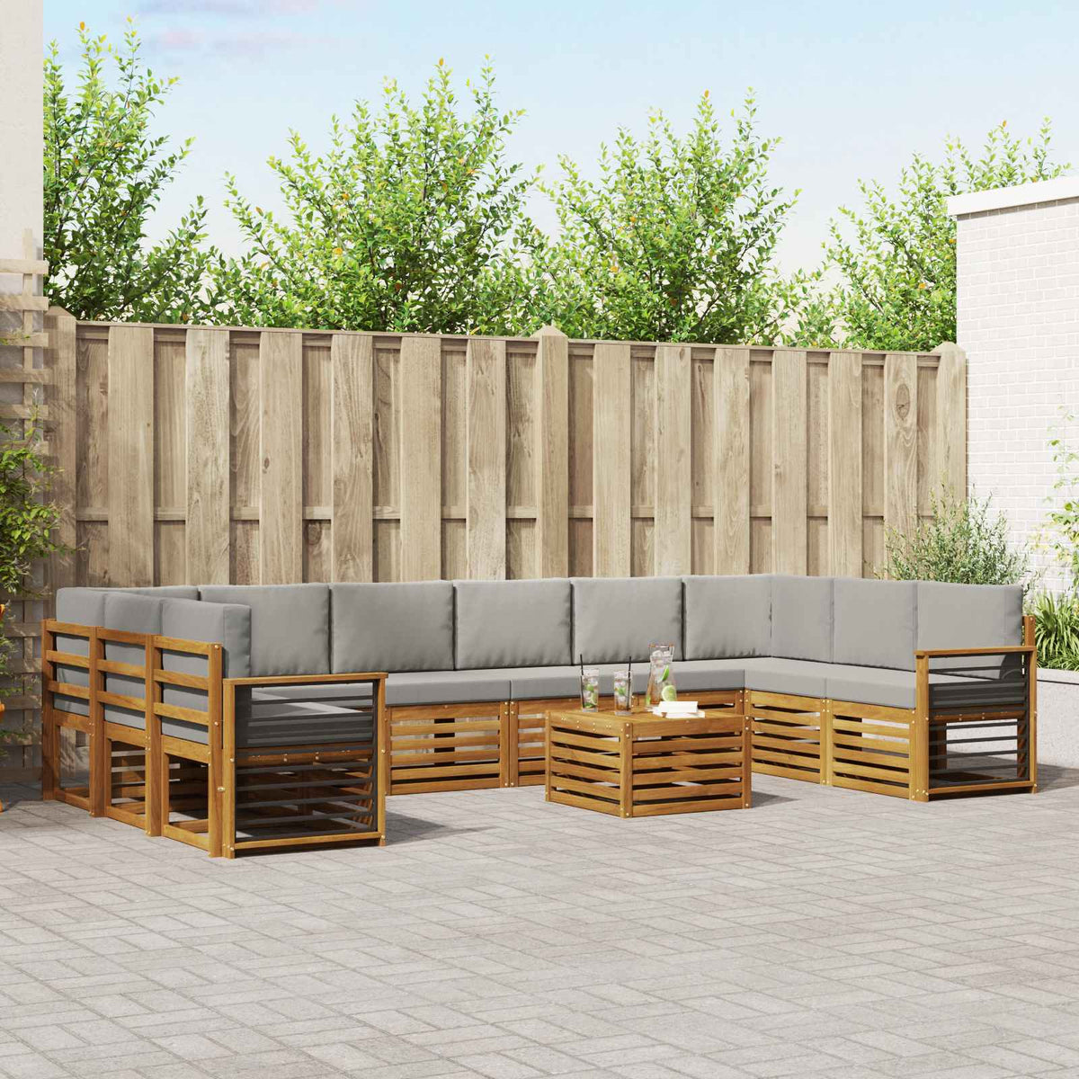 Set vanjskih sofa 11 kom. Prirodna i svijetlo siva
