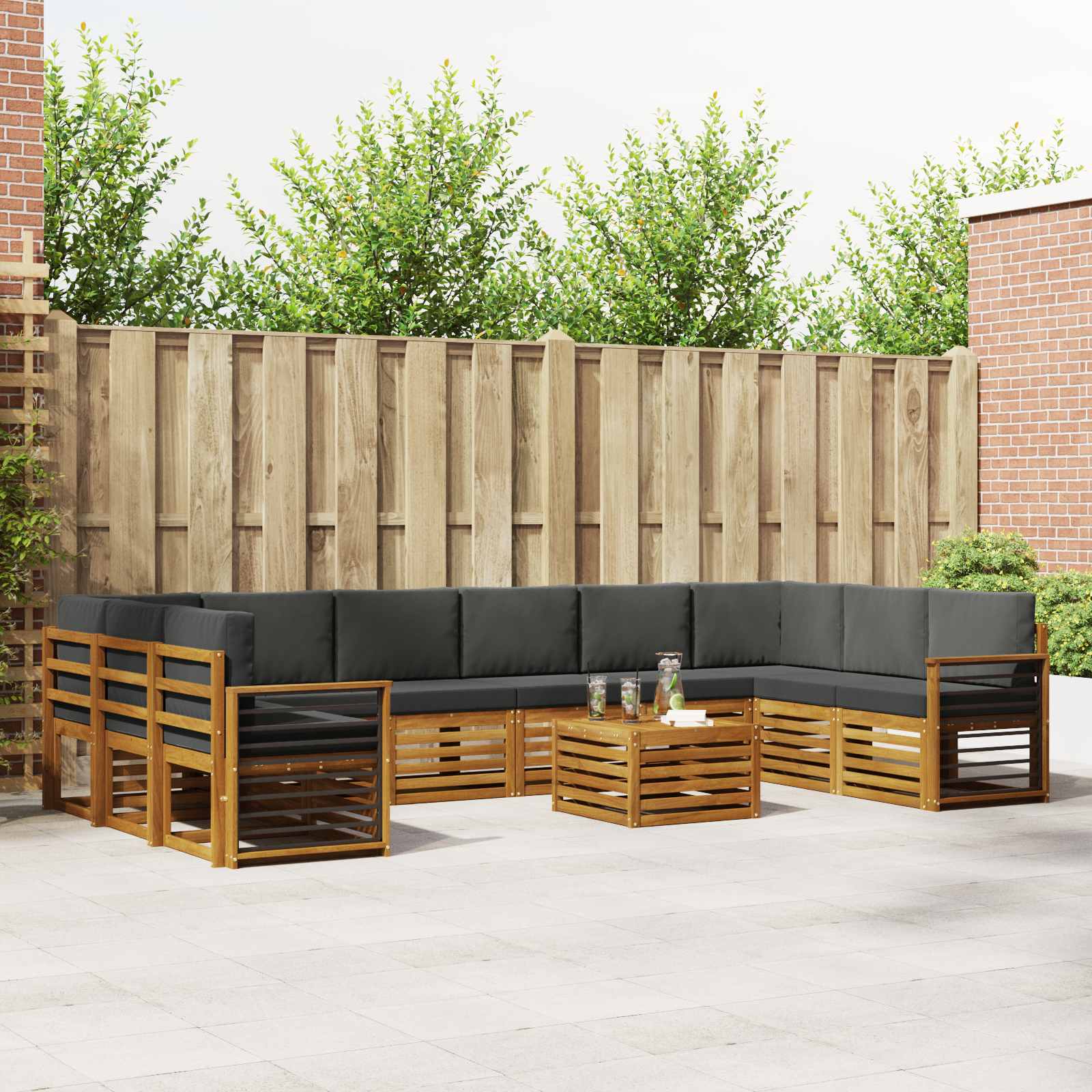 Set vanjskih sofa s jastukom 11 pcs Prirodna i antracit