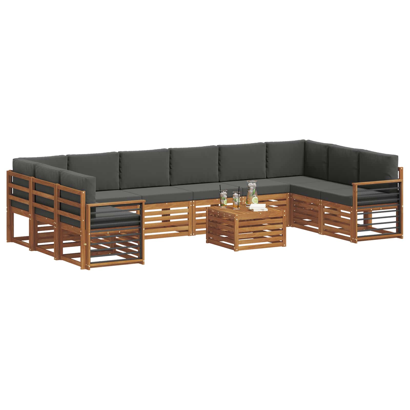 Set vanjskih sofa s jastukom 11 pcs Prirodna i antracit