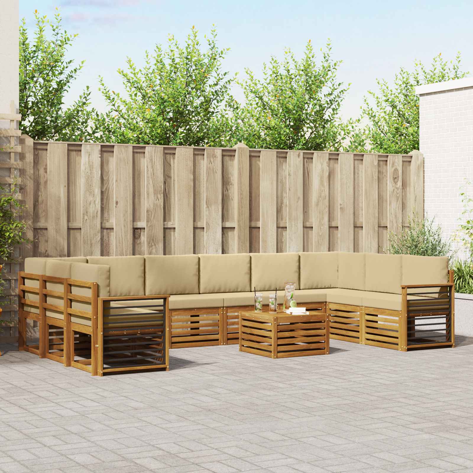 Set vanjskih sofa 11 kom. Prirodna i bež