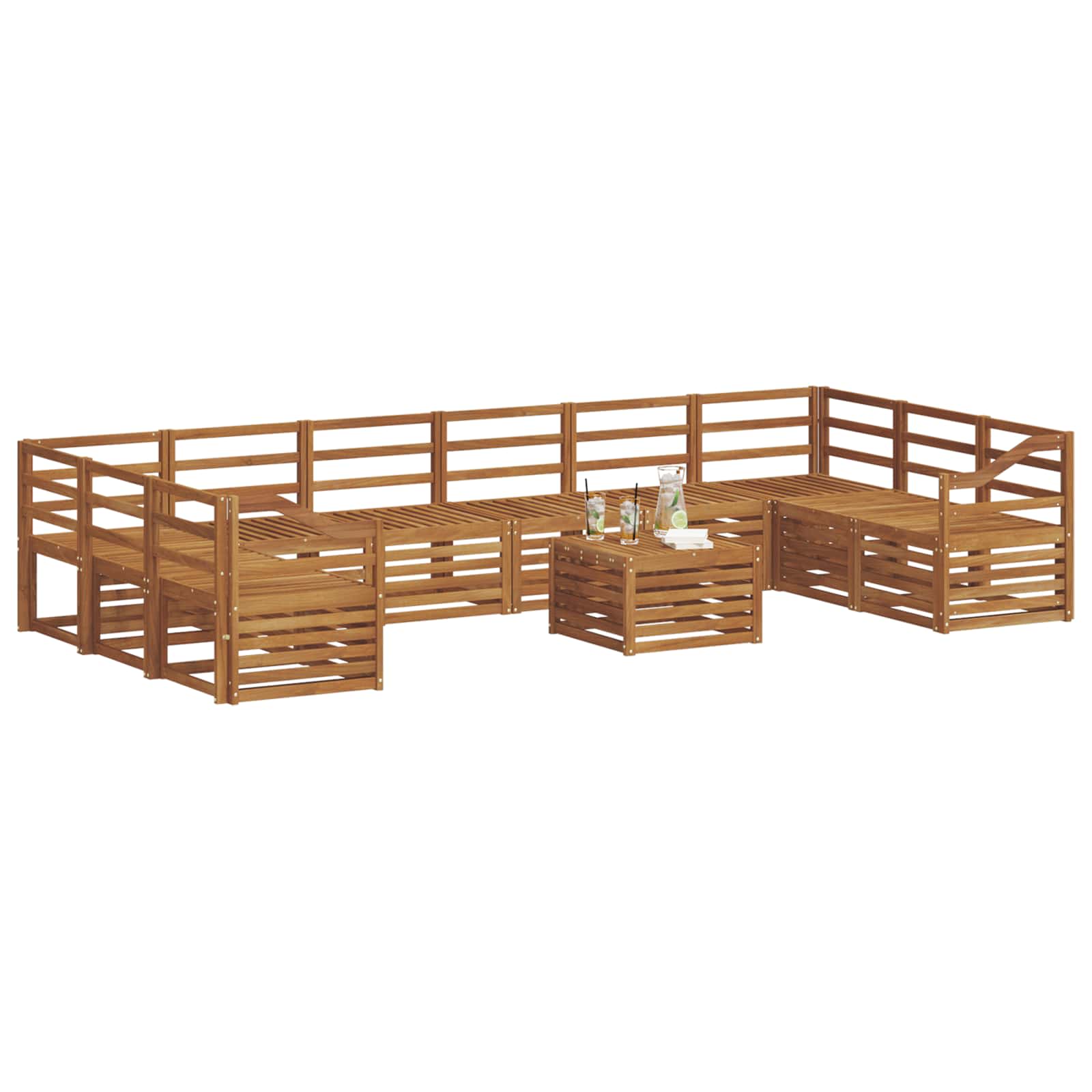 Set vanjskih sofa 11 pcs Prirodna Čvrsto drvo akacije