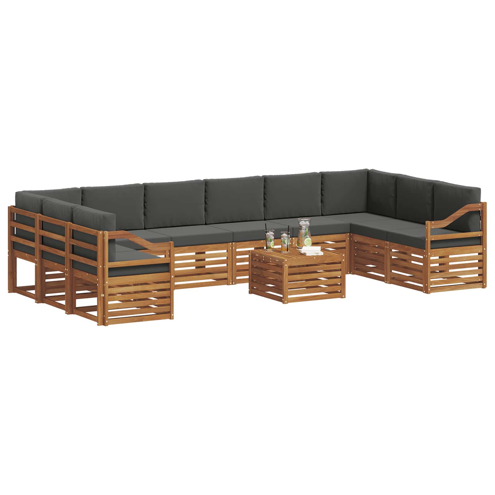 Set vanjskih sofa s jastukom 11 pcs Prirodna i antracit