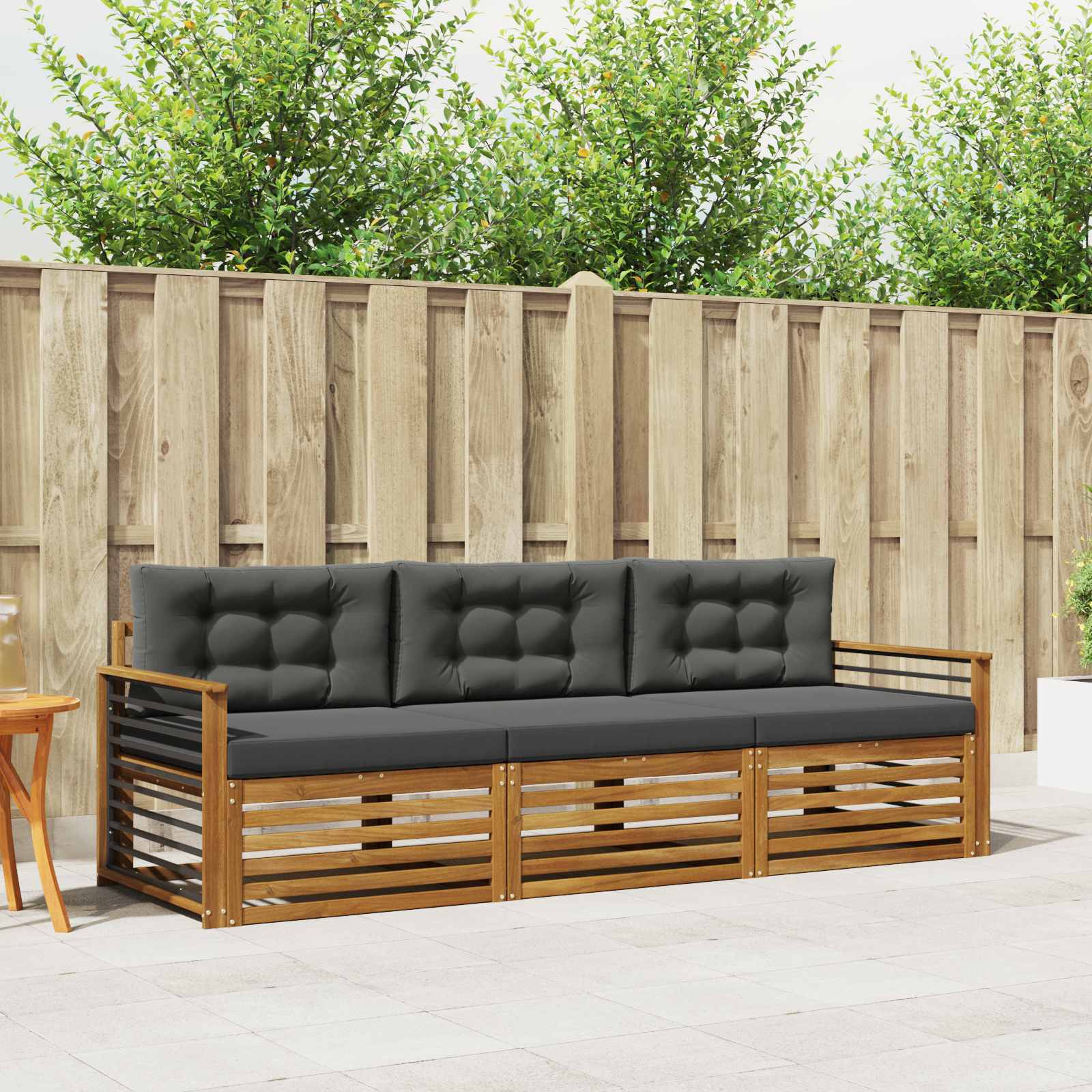 Set vanjskih sofa s jastukom 3 pcs Prirodna i antracit