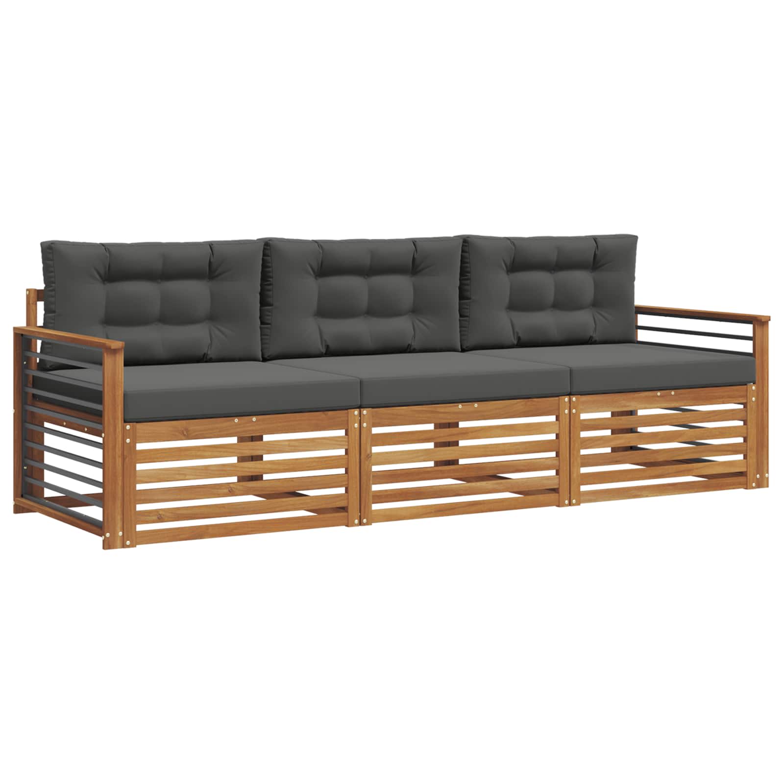 Set vanjskih sofa s jastukom 3 pcs Prirodna i antracit