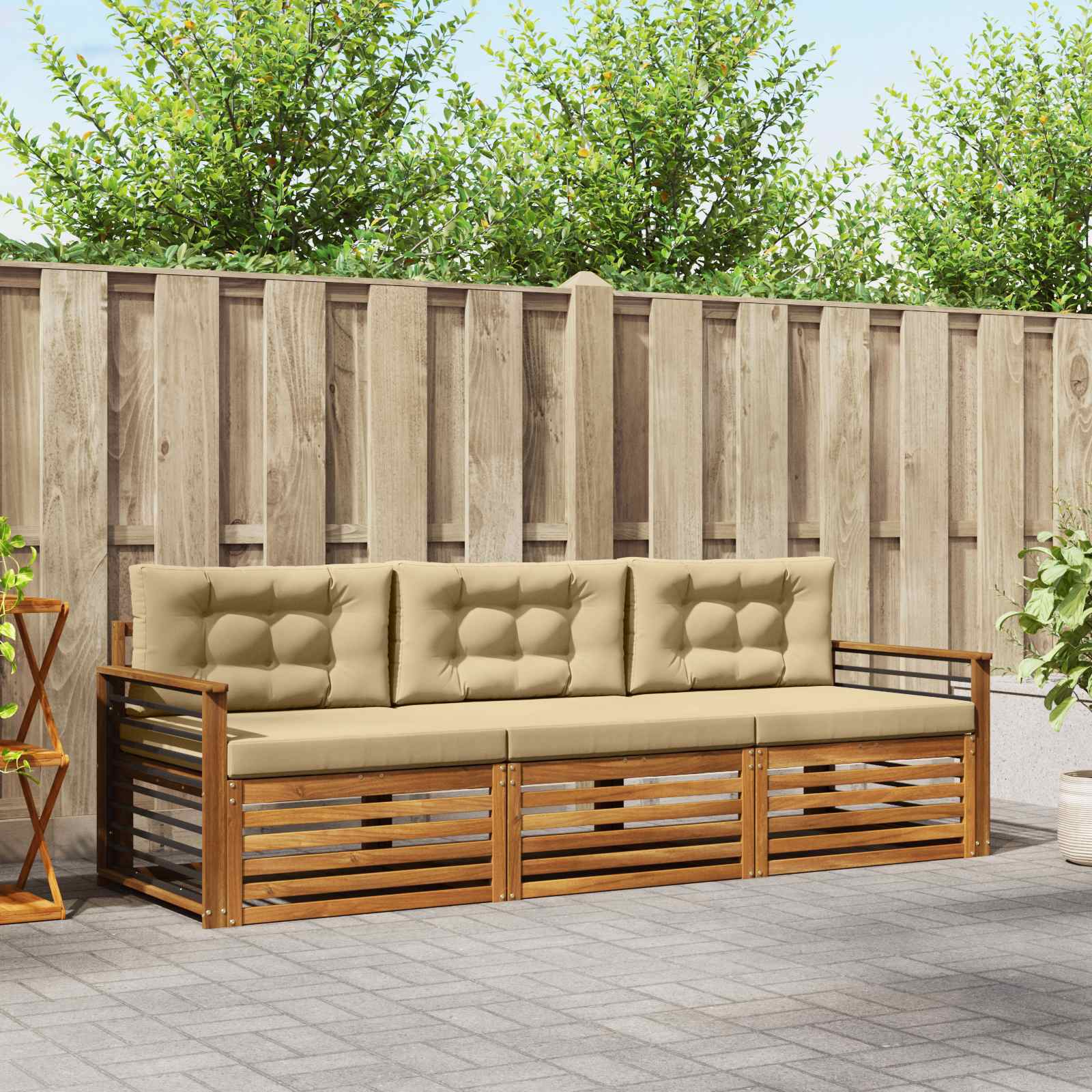Set vanjskih sofa s jastukom 3 pcs Prirodna i bež