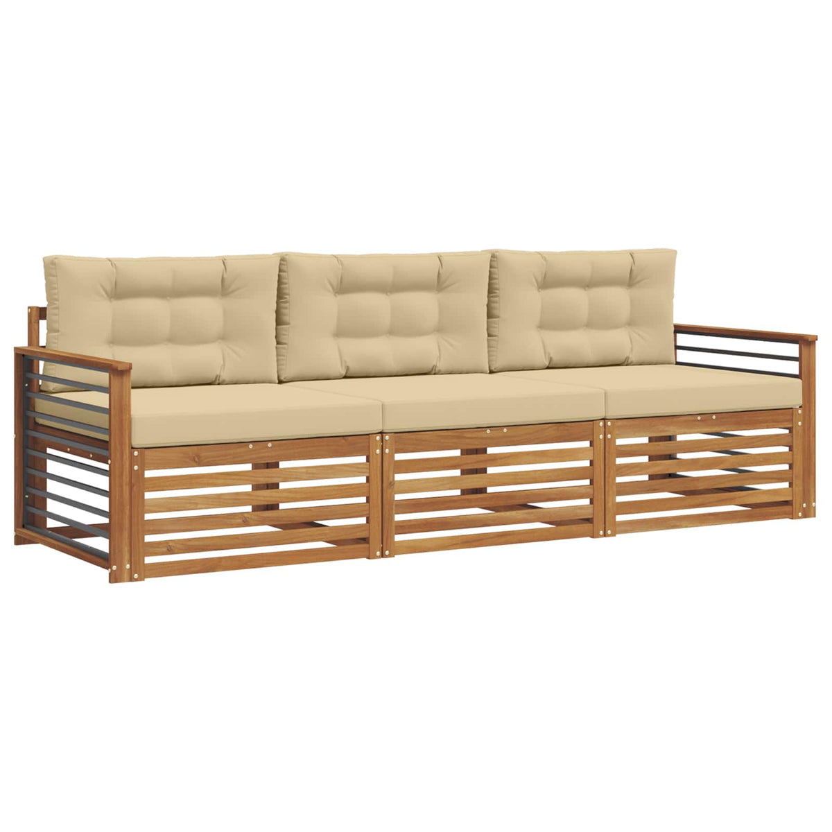 Set vanjskih sofa s jastukom 3 pcs Prirodna i bež
