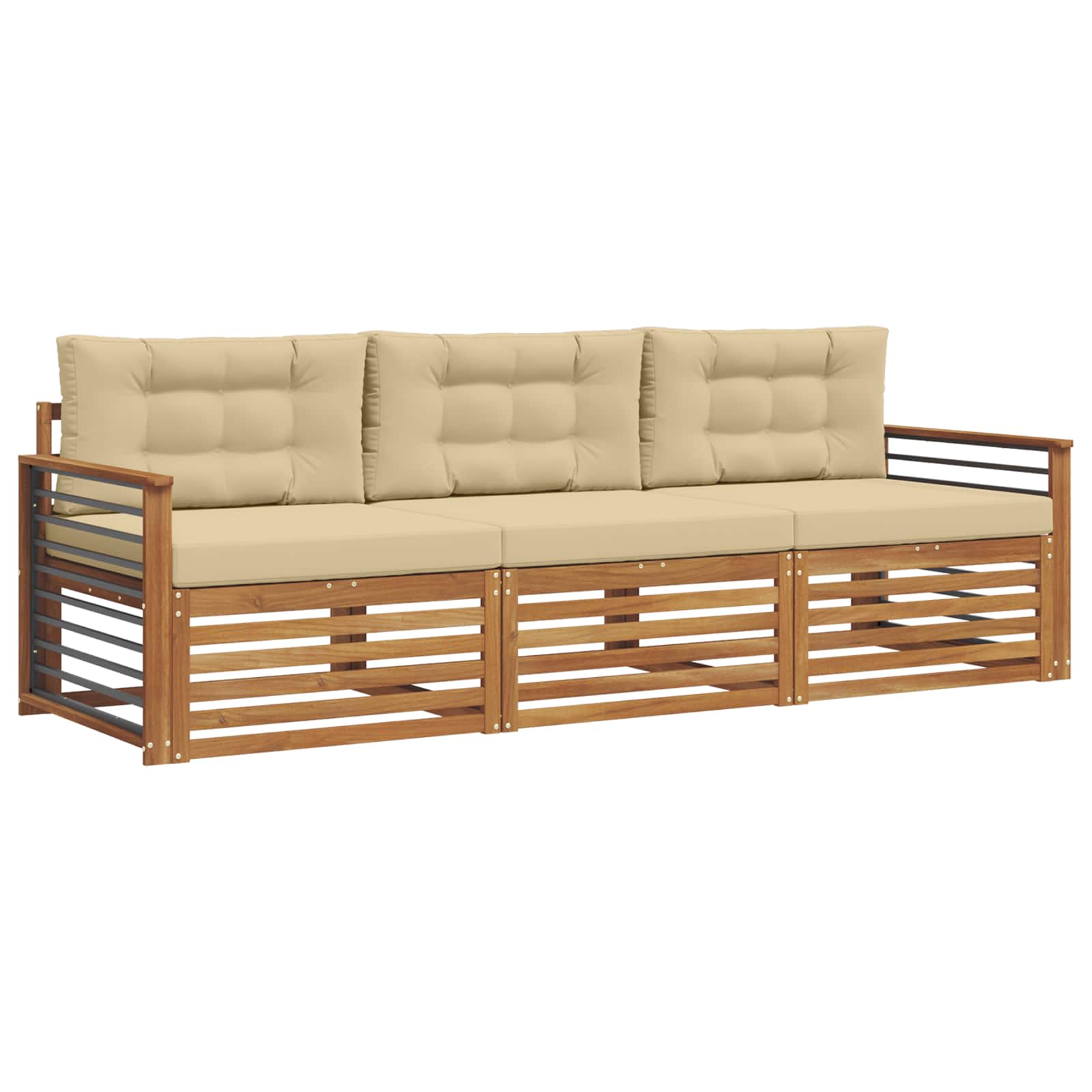 Set vanjskih sofa s jastukom 3 pcs Prirodna i bež