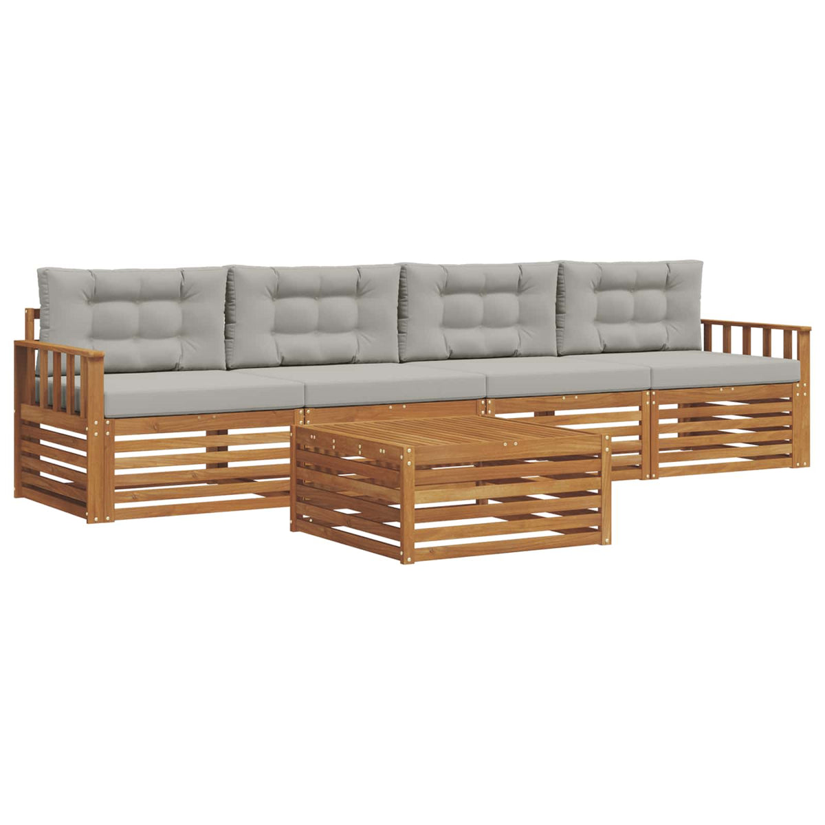 Set vanjskih sofa 5 kom. Prirodna i svijetlo siva