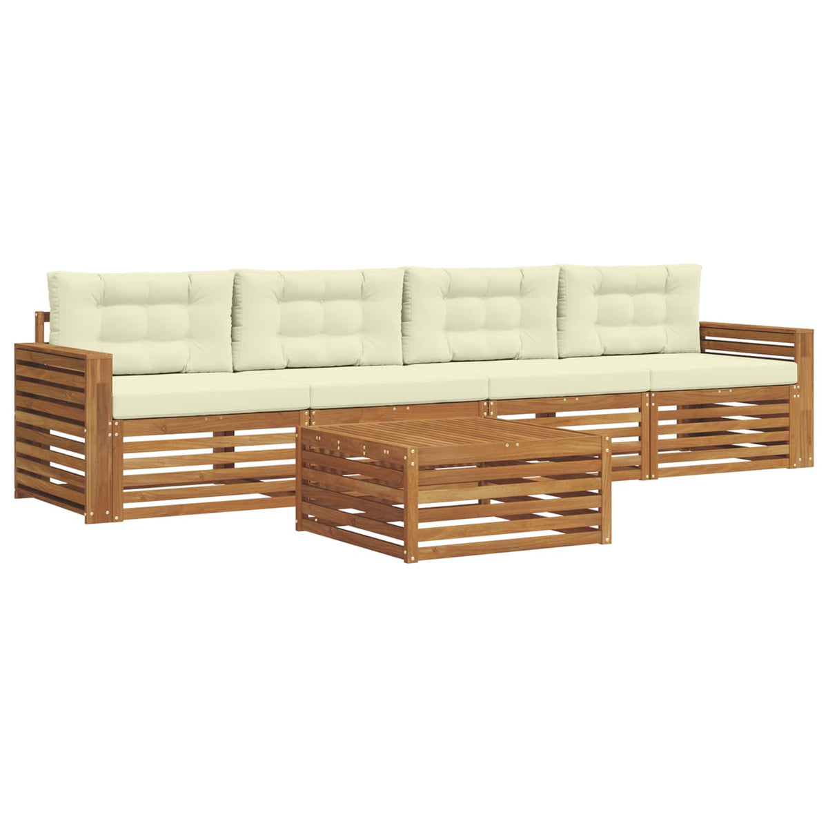 Set vanjskih sofa 5 kom. Prirodna i krem